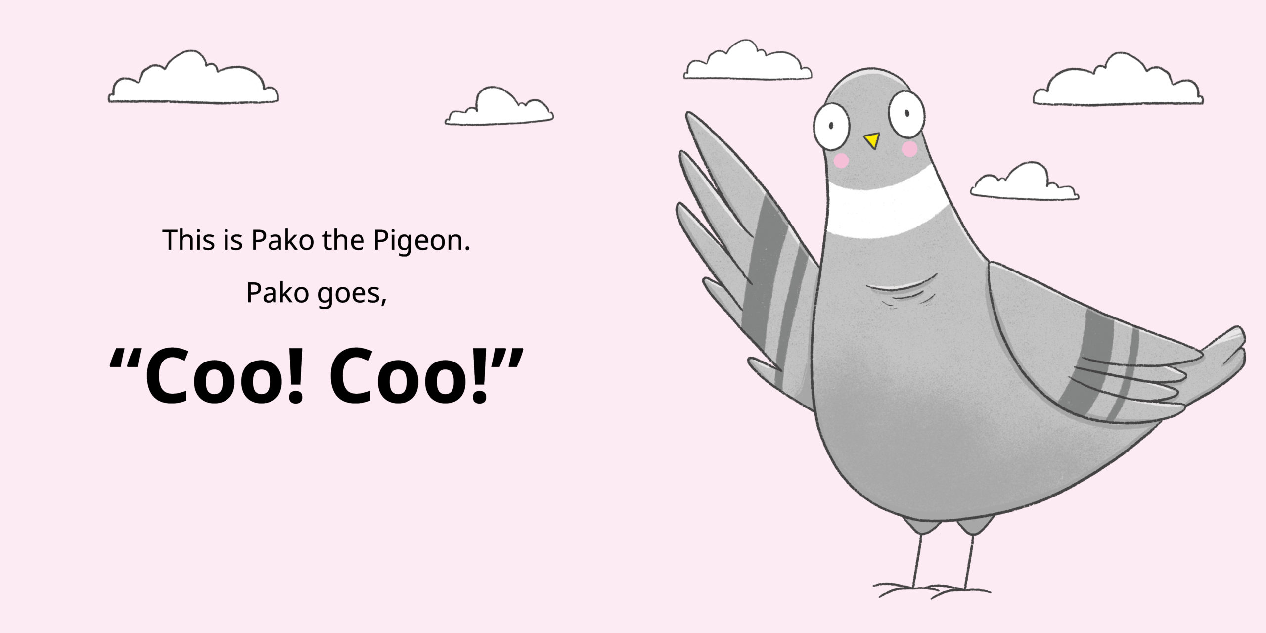 Pako the Pigeon Disappears — original illustrated page 2, English text included