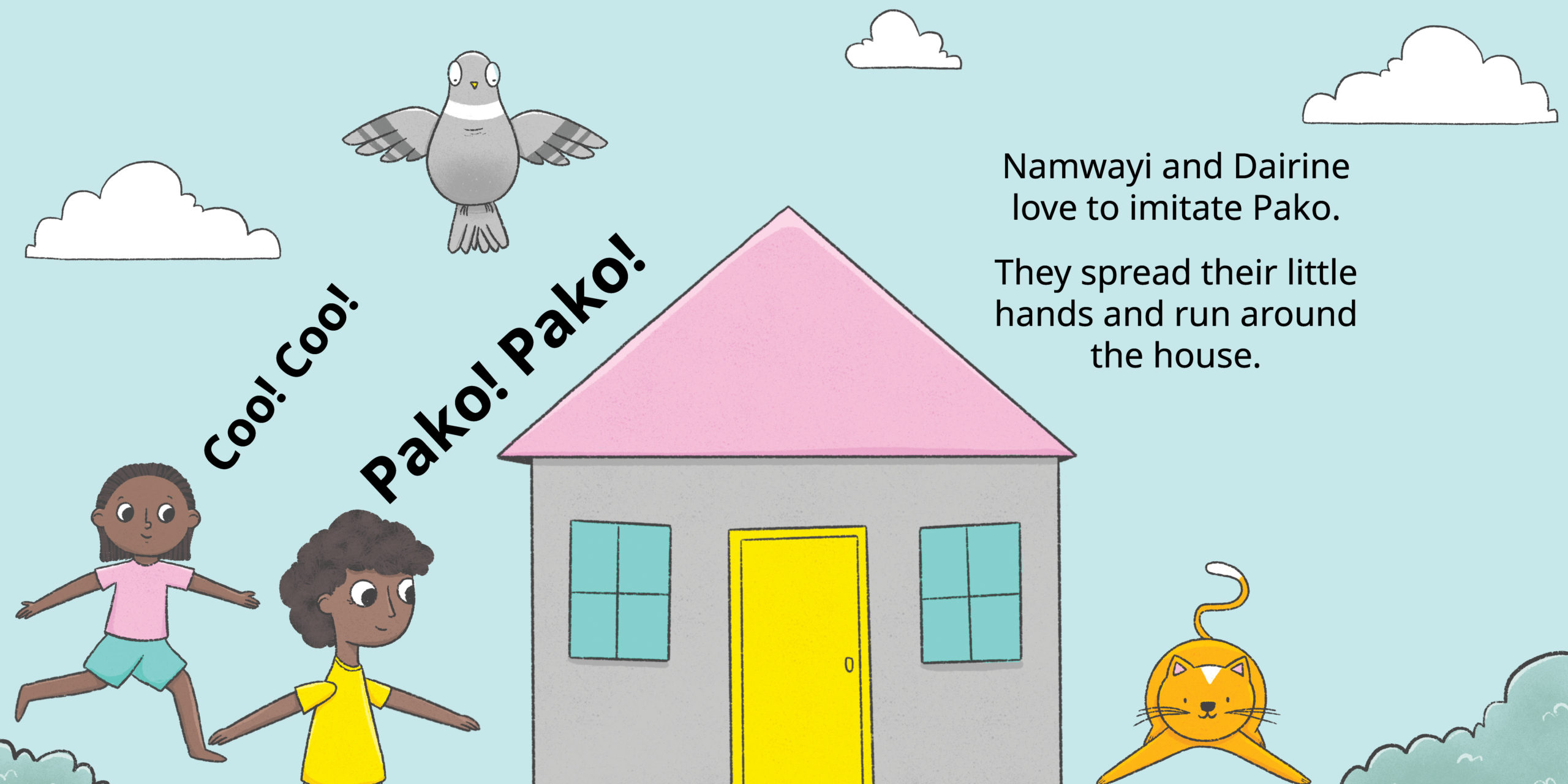 Pako the Pigeon Disappears — original illustrated page 4, English text included