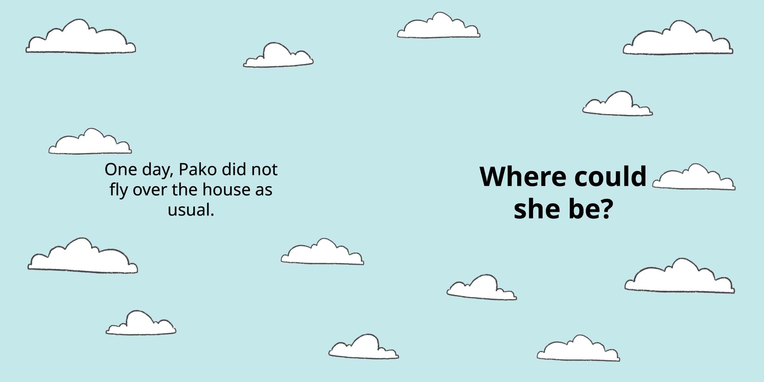 Pako the Pigeon Disappears — original illustrated page 5, English text included