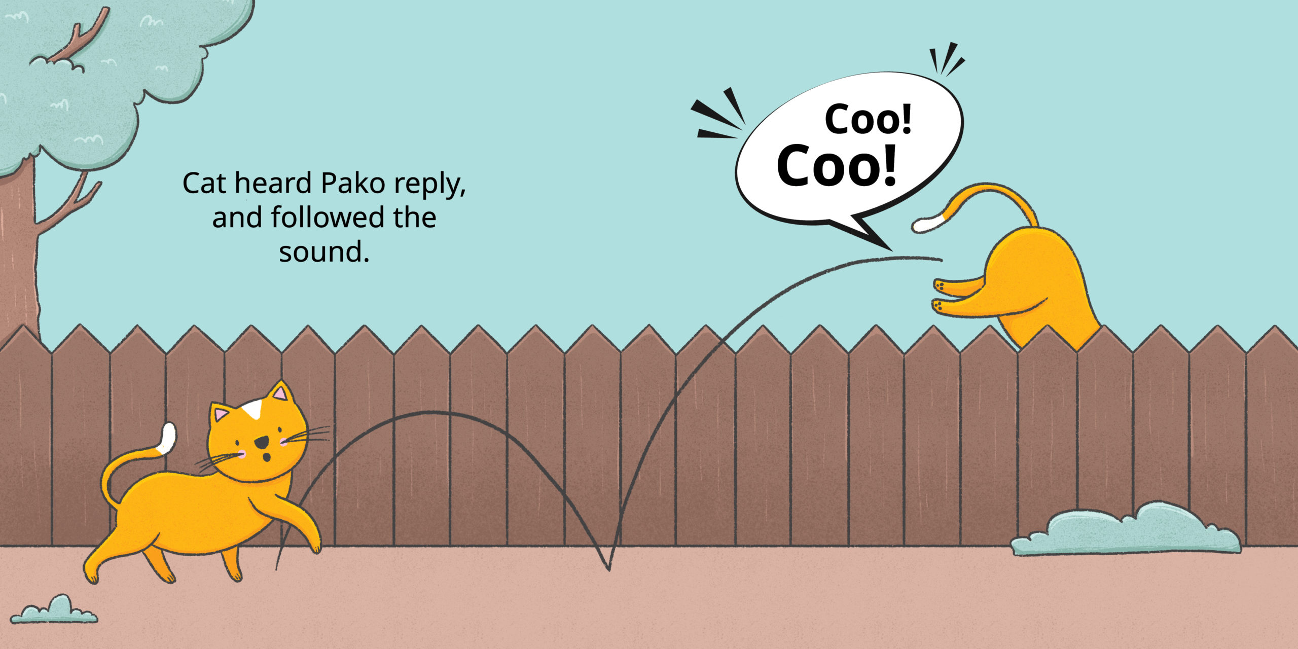 Pako the Pigeon Disappears — original illustrated page 9, English text included