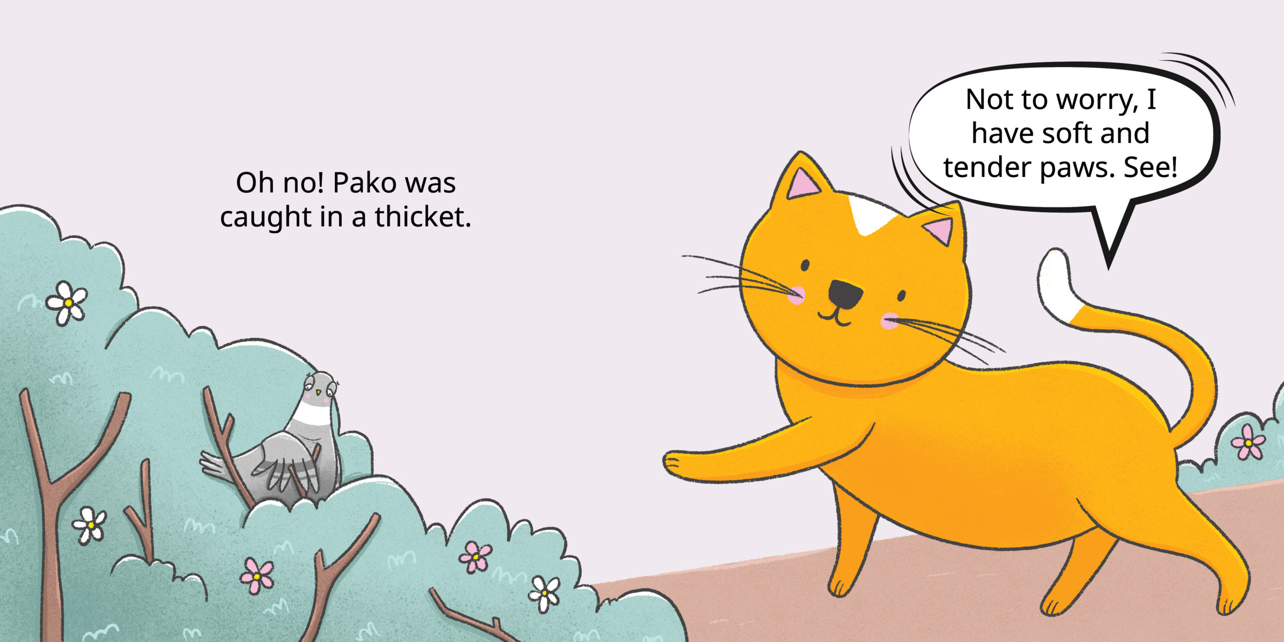 Pako the Pigeon Disappears — original illustrated page 10, English text included