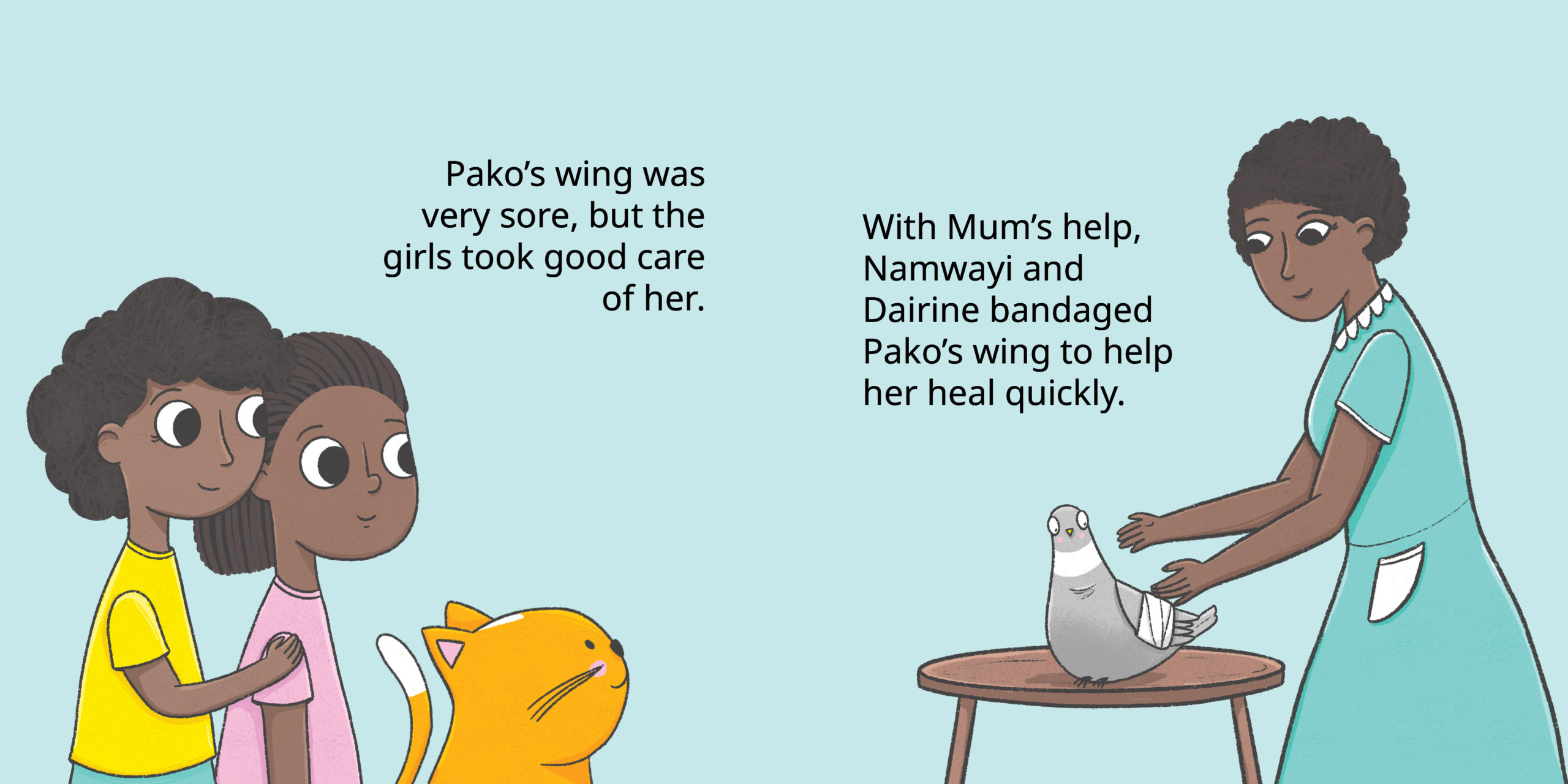 Pako the Pigeon Disappears — original illustrated page 12, English text included