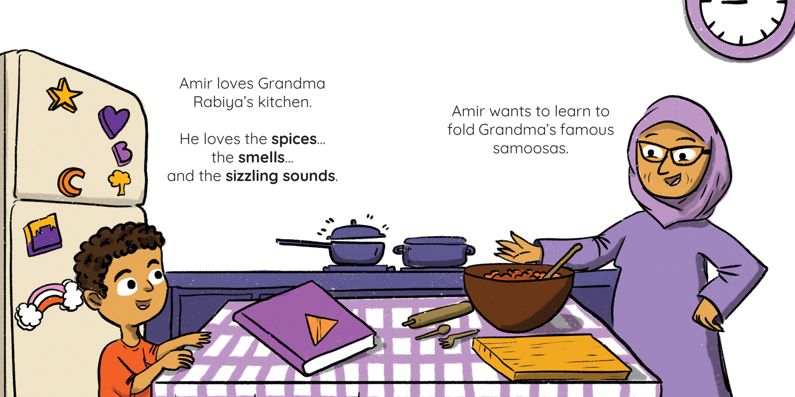 Samoosas! — original illustrated page 2, English text included