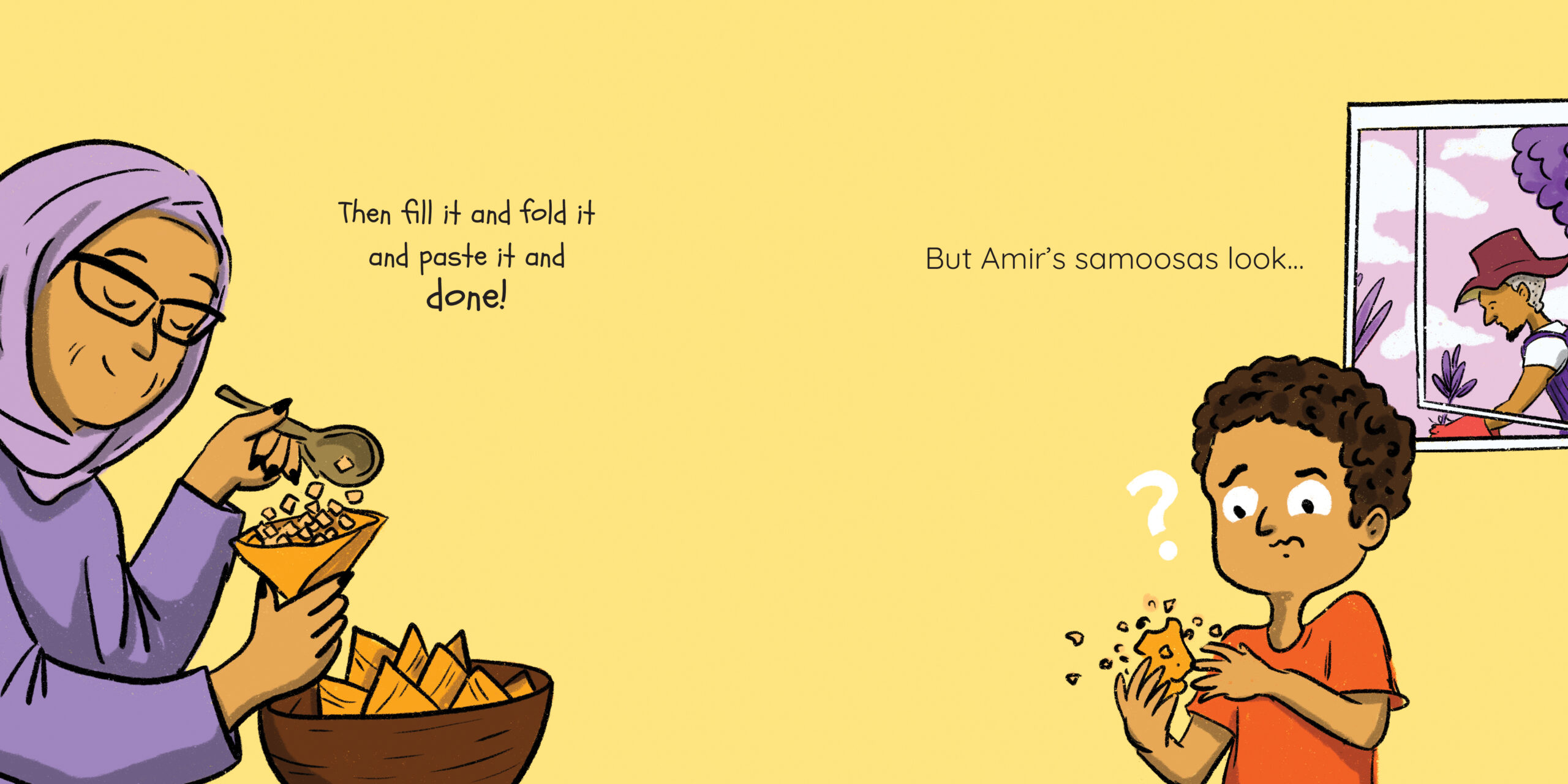 Samoosas! — original illustrated page 7, English text included