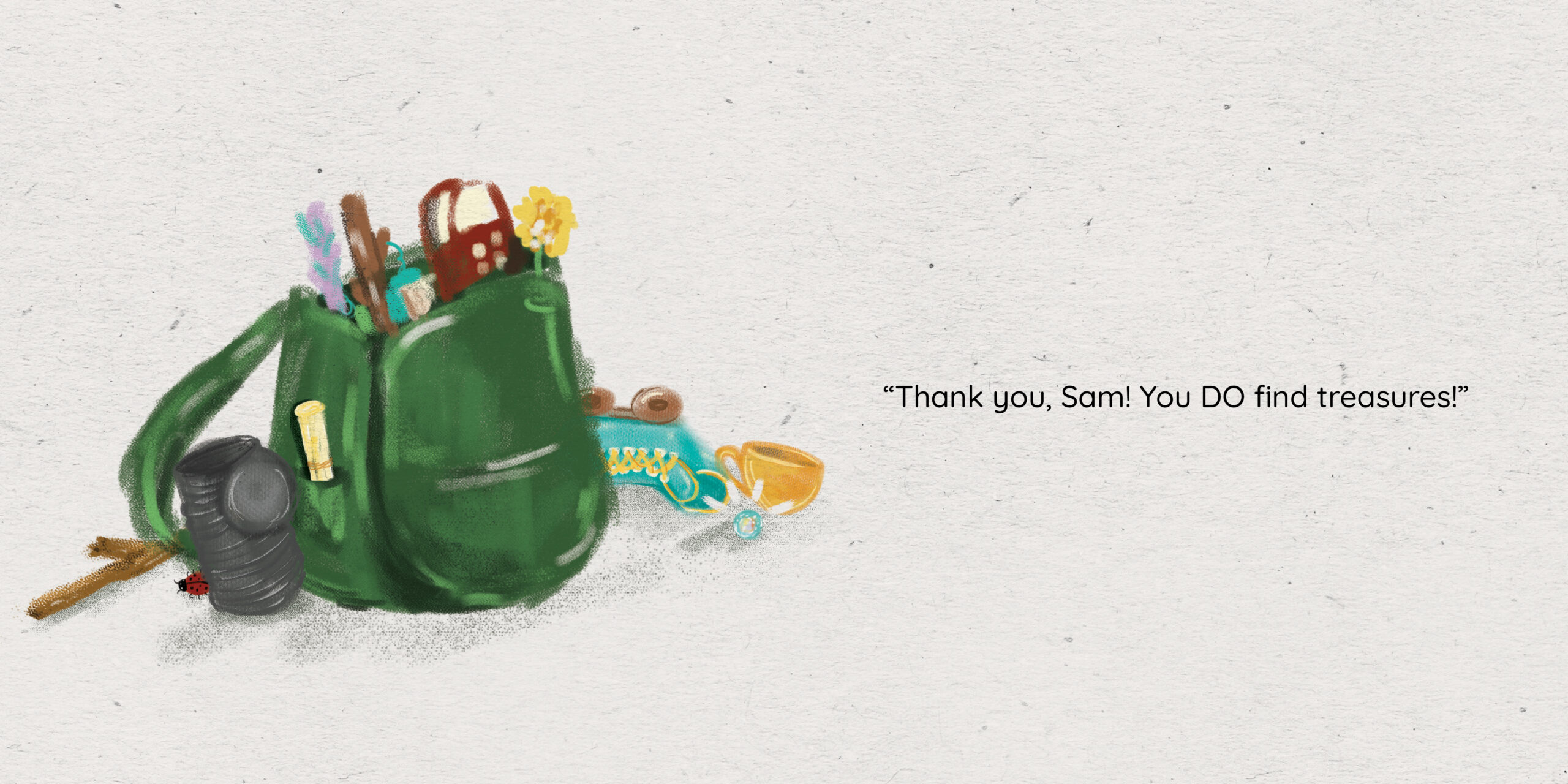 Sam’s Treasures — original illustrated page 13, English text included
