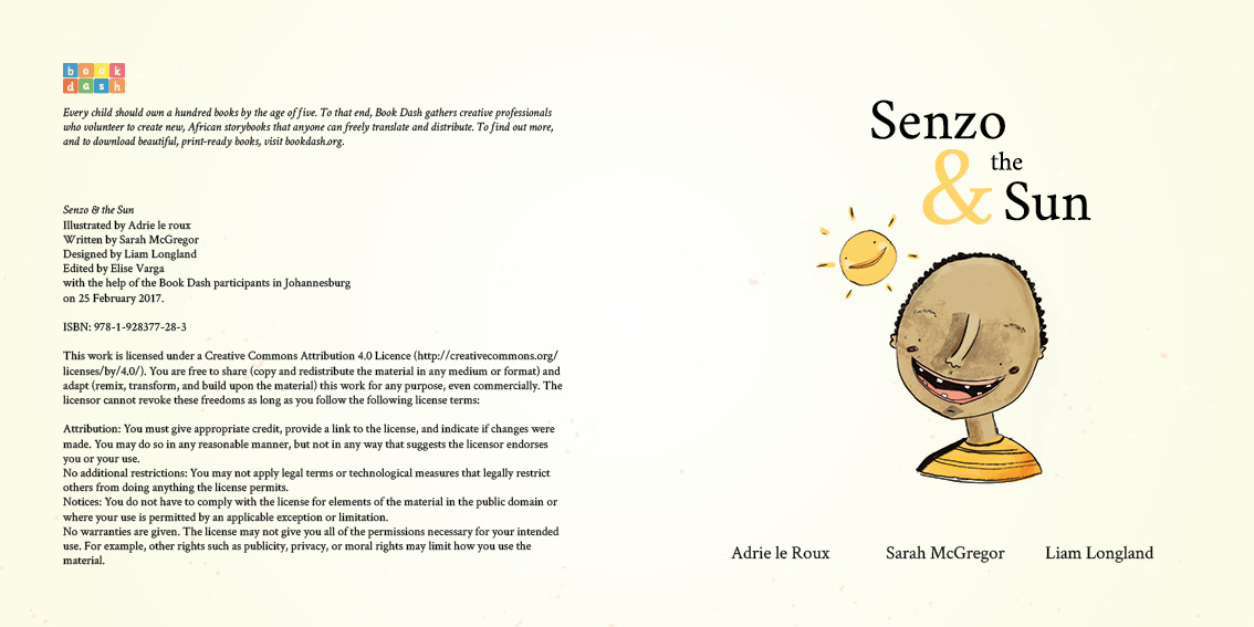 Senzo and the Sun — original illustrated page 4, English text included