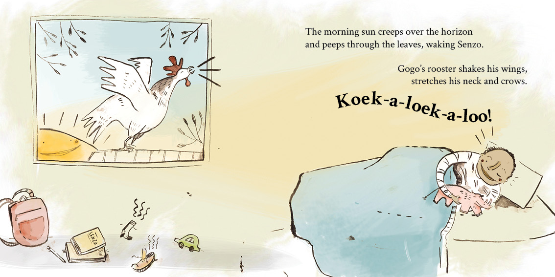 Senzo and the Sun — original illustrated page 5, English text included