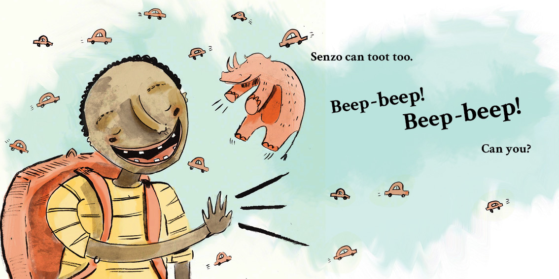 Senzo and the Sun — original illustrated page 8, English text included