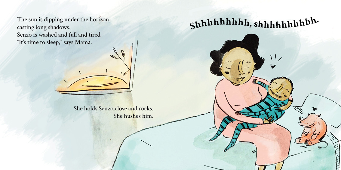 Senzo and the Sun — original illustrated page 13, English text included