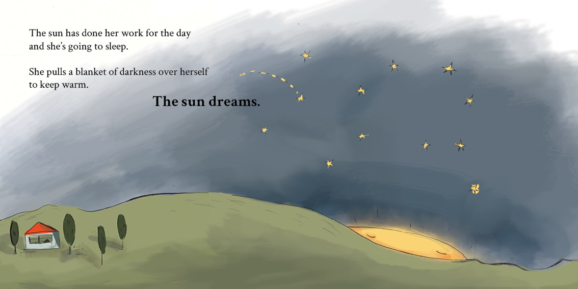 Senzo and the Sun — original illustrated page 15, English text included