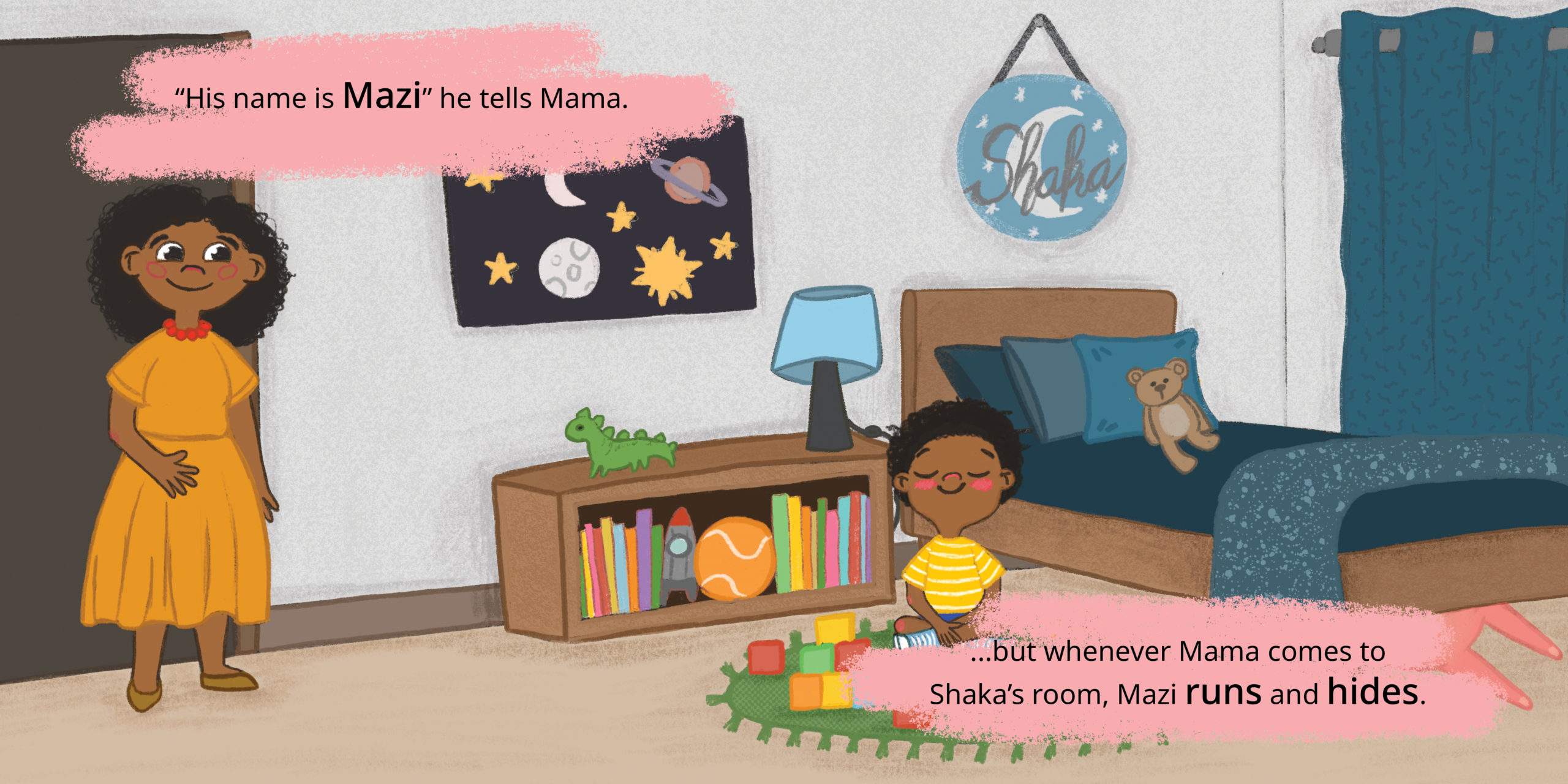Shaka and Mazi — original illustrated page 3, English text included