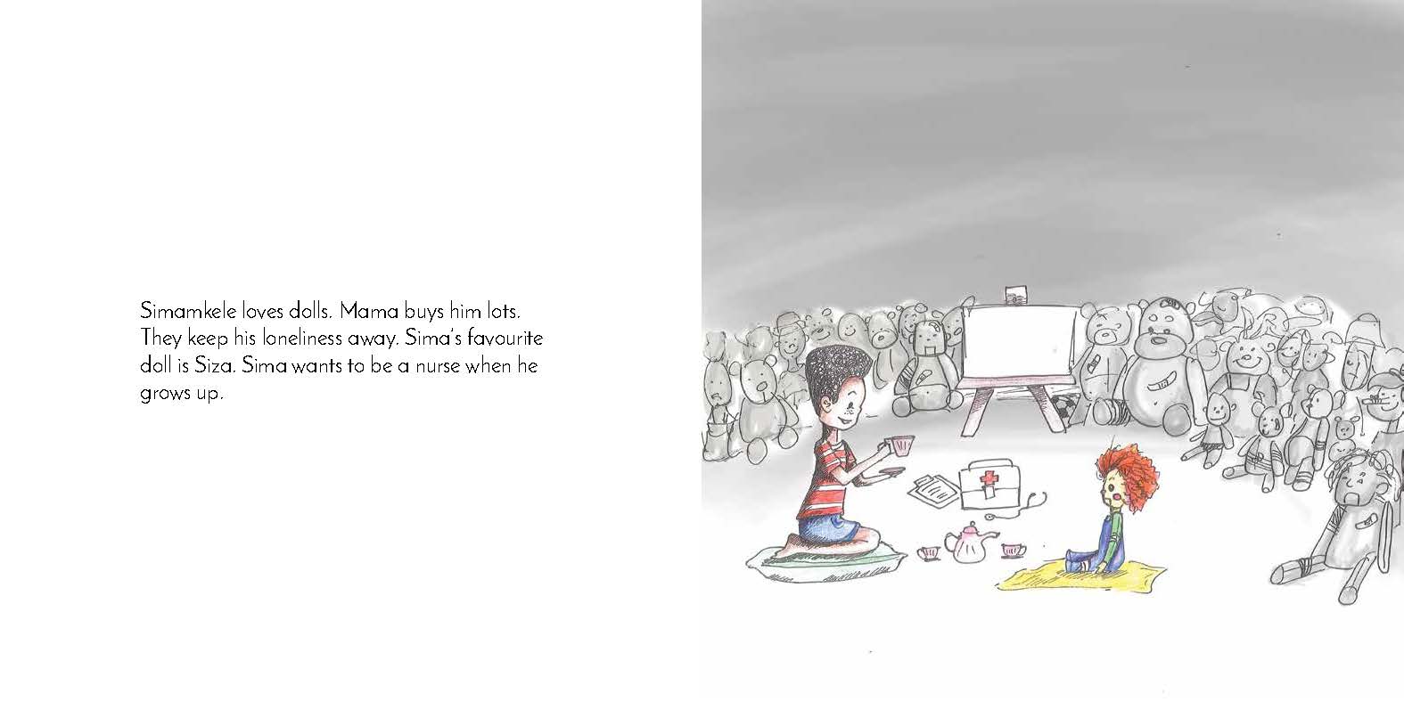 Sima and Siza — original illustrated page 2, English text included