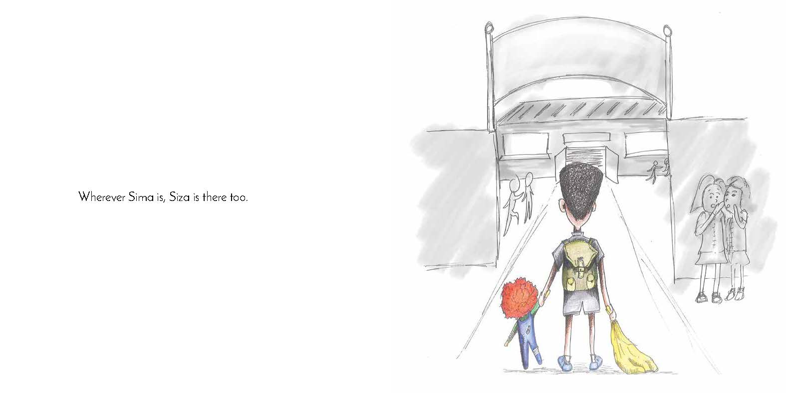 Sima and Siza — original illustrated page 4, English text included