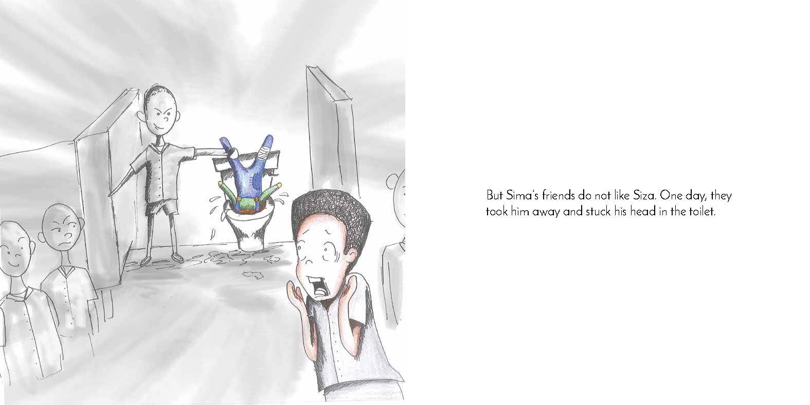 Sima and Siza — original illustrated page 5, English text included