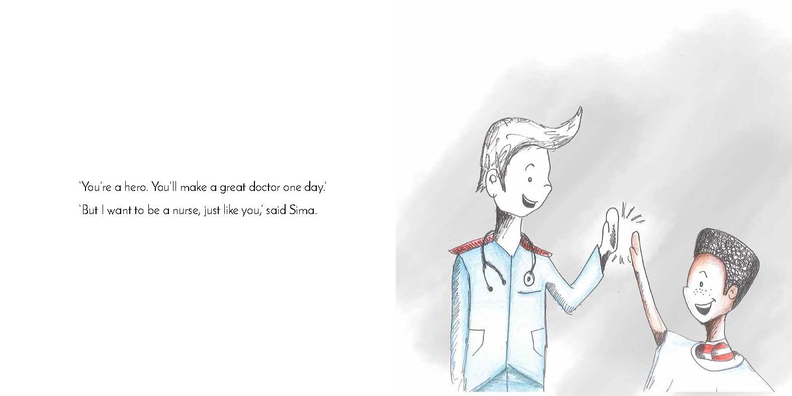 Sima and Siza — original illustrated page 12, English text included