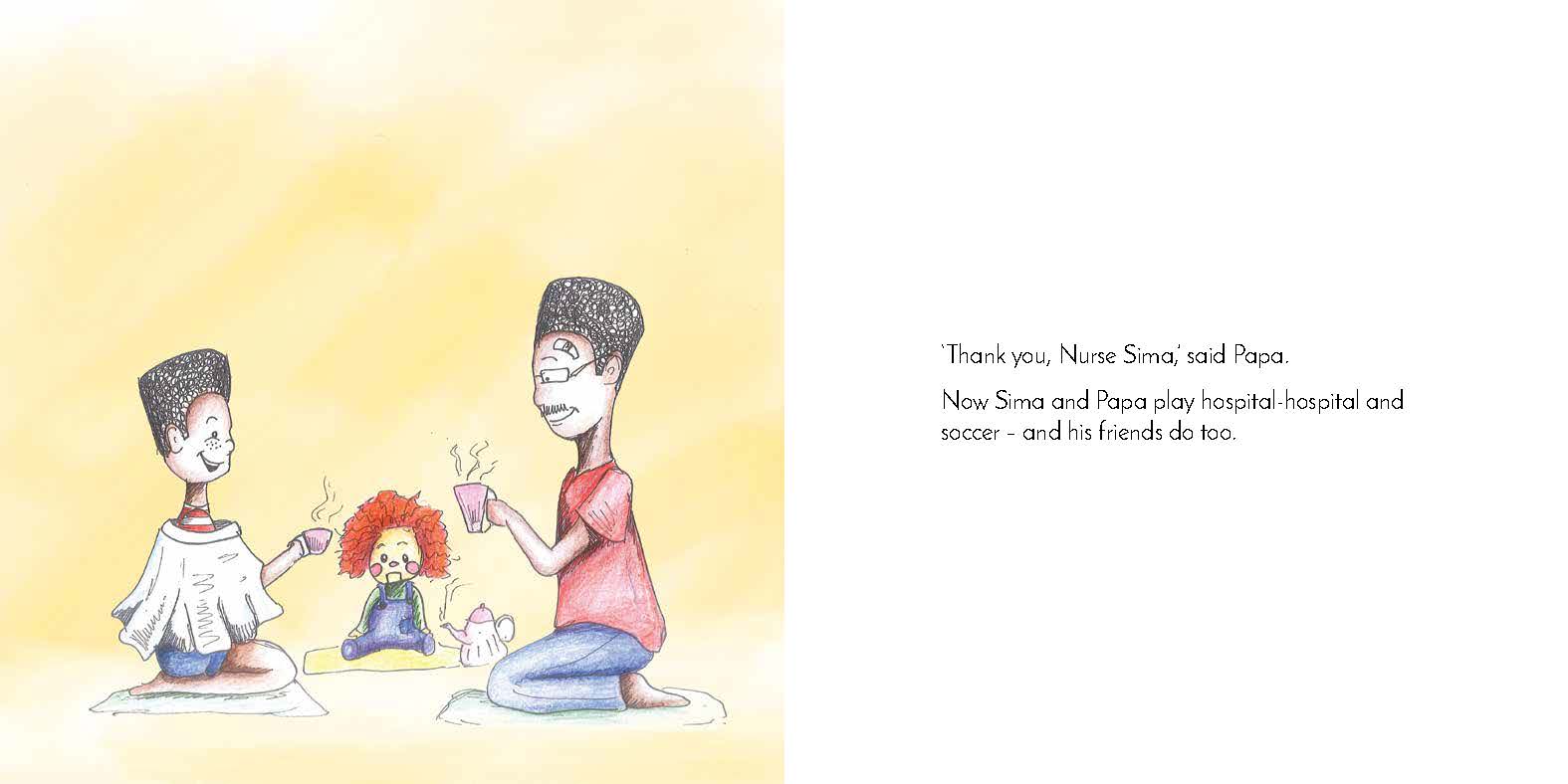 Sima and Siza — original illustrated page 13, English text included
