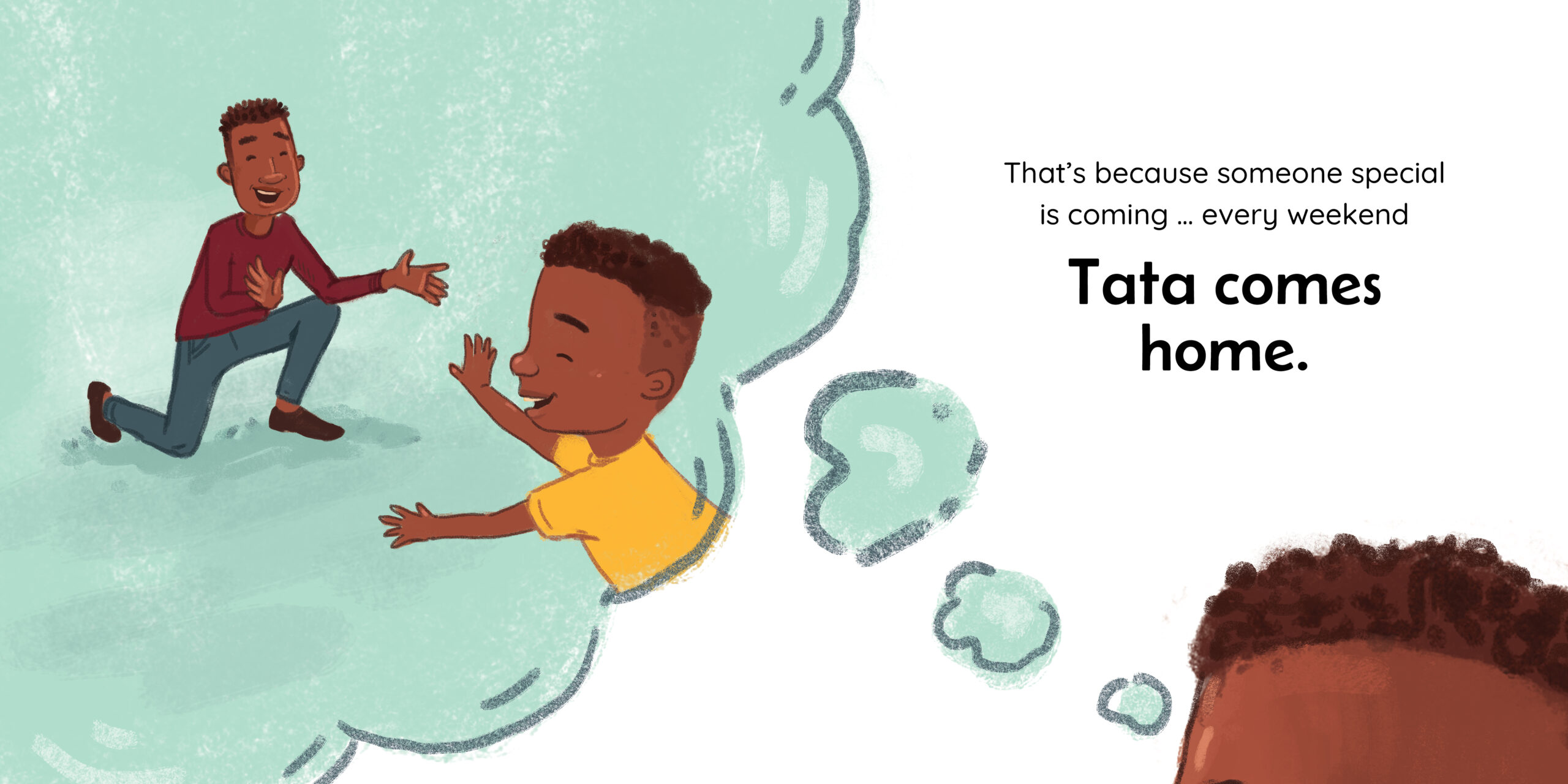 Tata comes home — original illustrated page 4, English text included