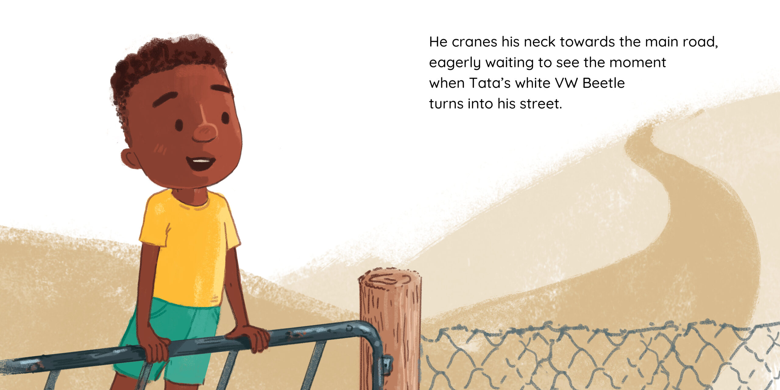 Tata comes home — original illustrated page 5, English text included