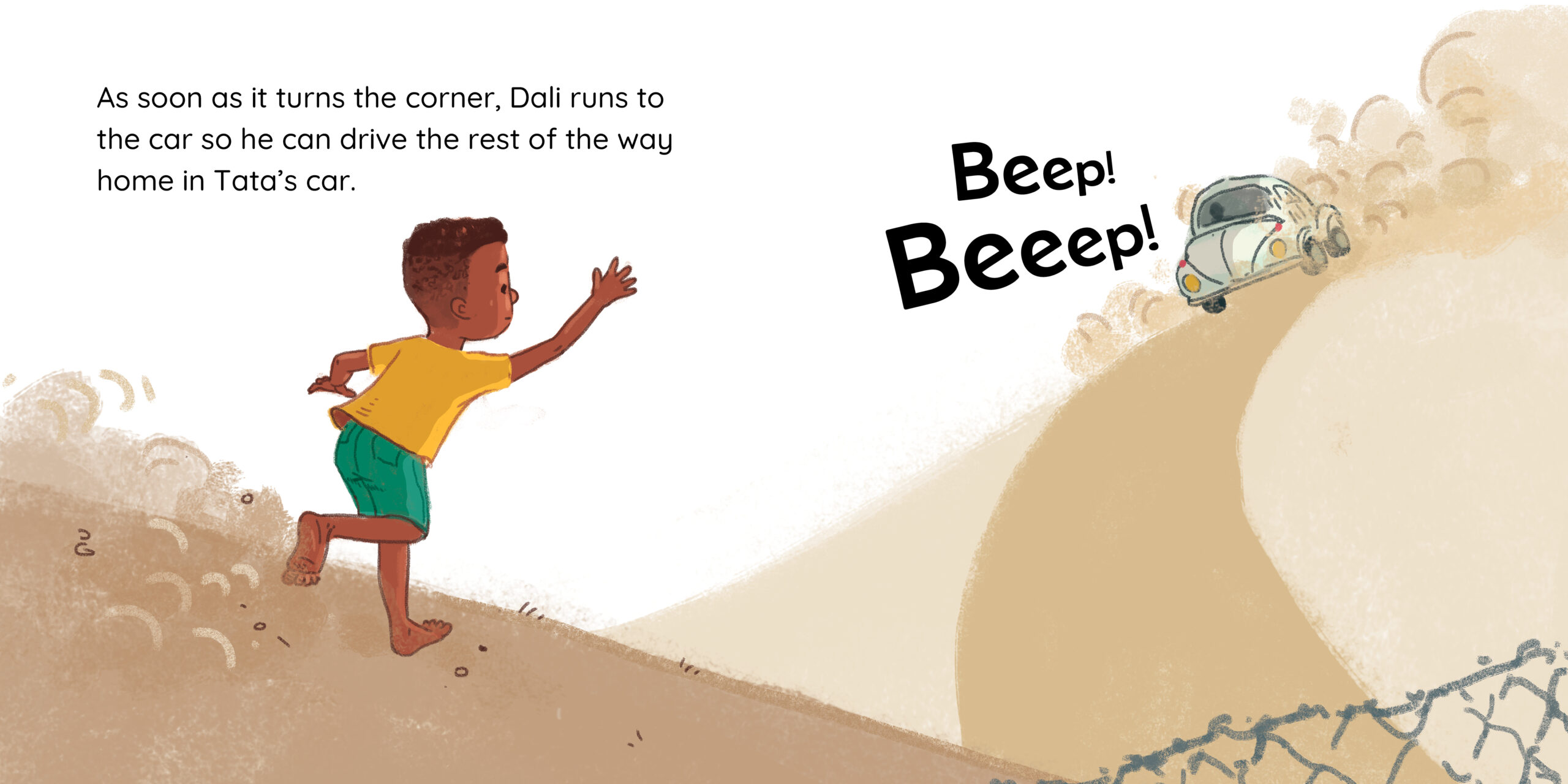 Tata comes home — original illustrated page 6, English text included