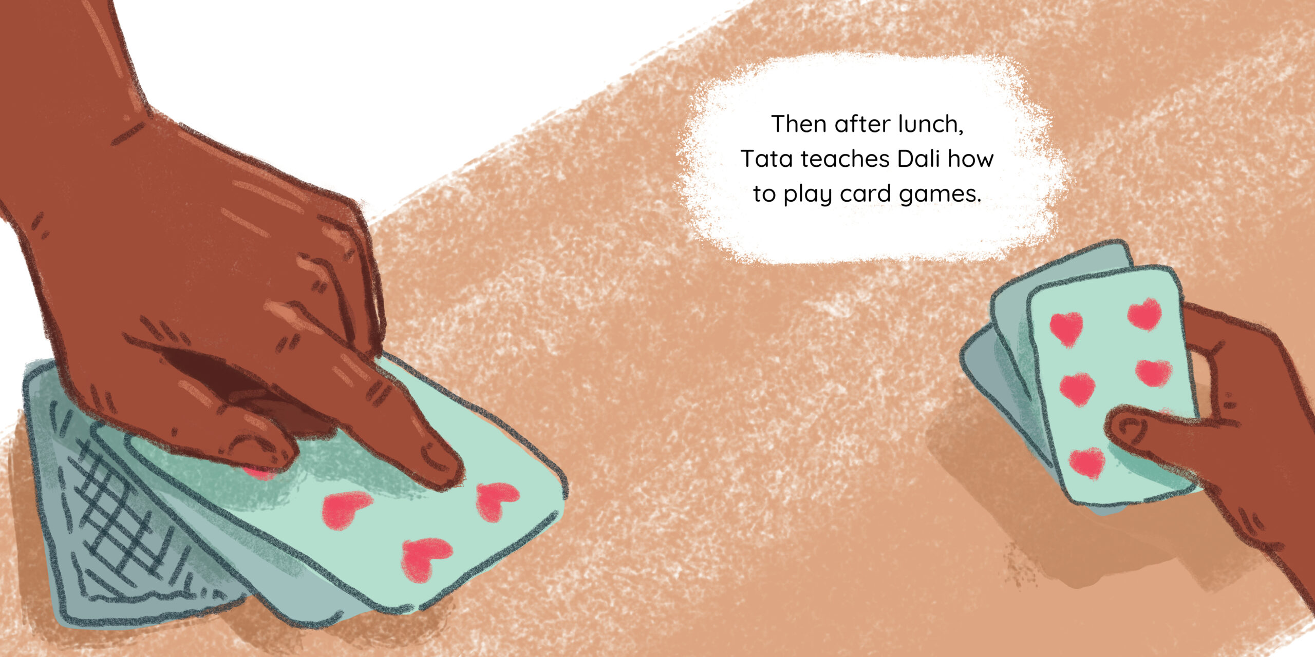 Tata comes home — original illustrated page 10, English text included