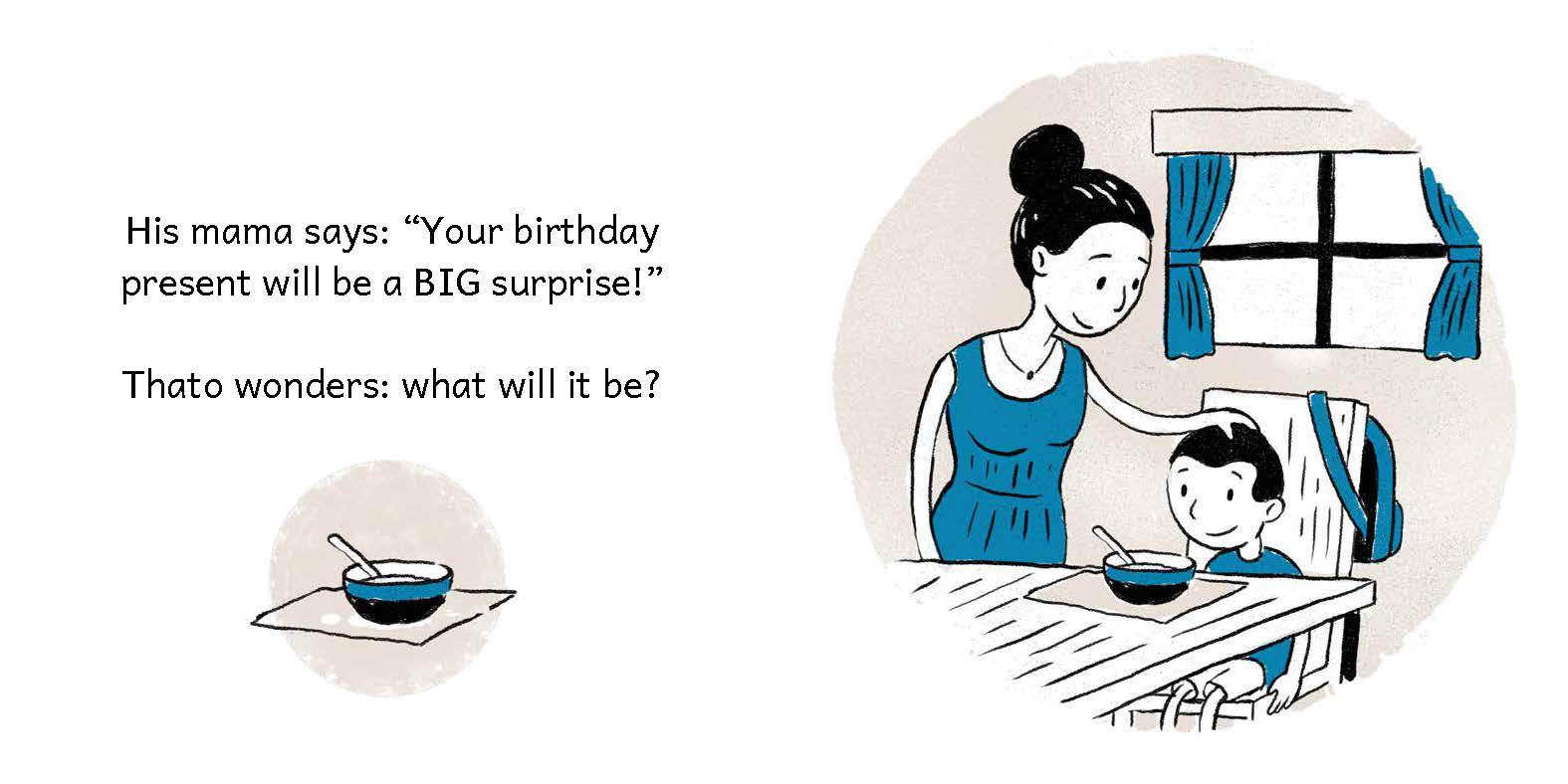 Thato’s Birthday Surprise — original illustrated page 3, English text included