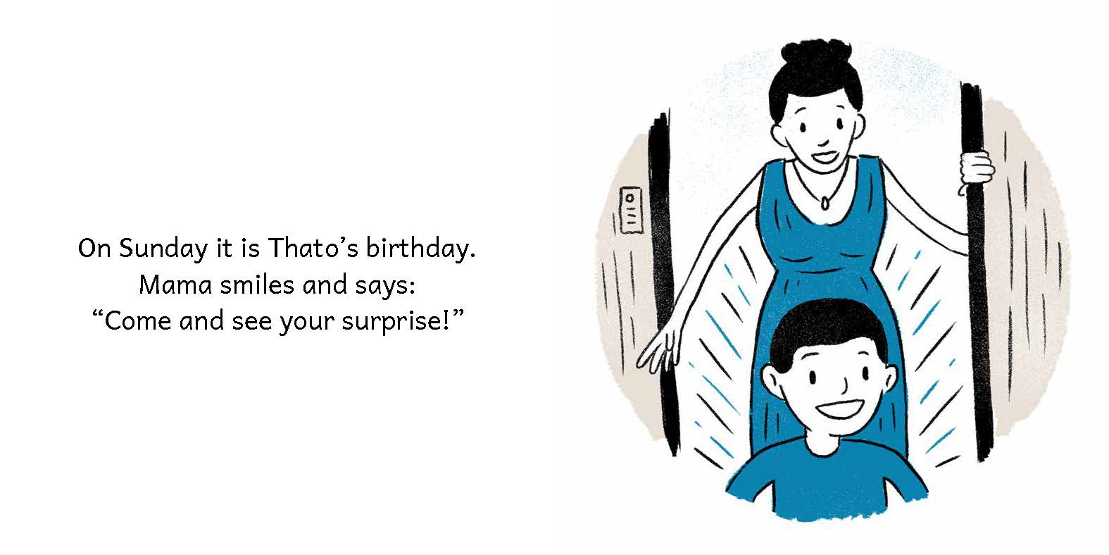 Thato’s Birthday Surprise — original illustrated page 10, English text included
