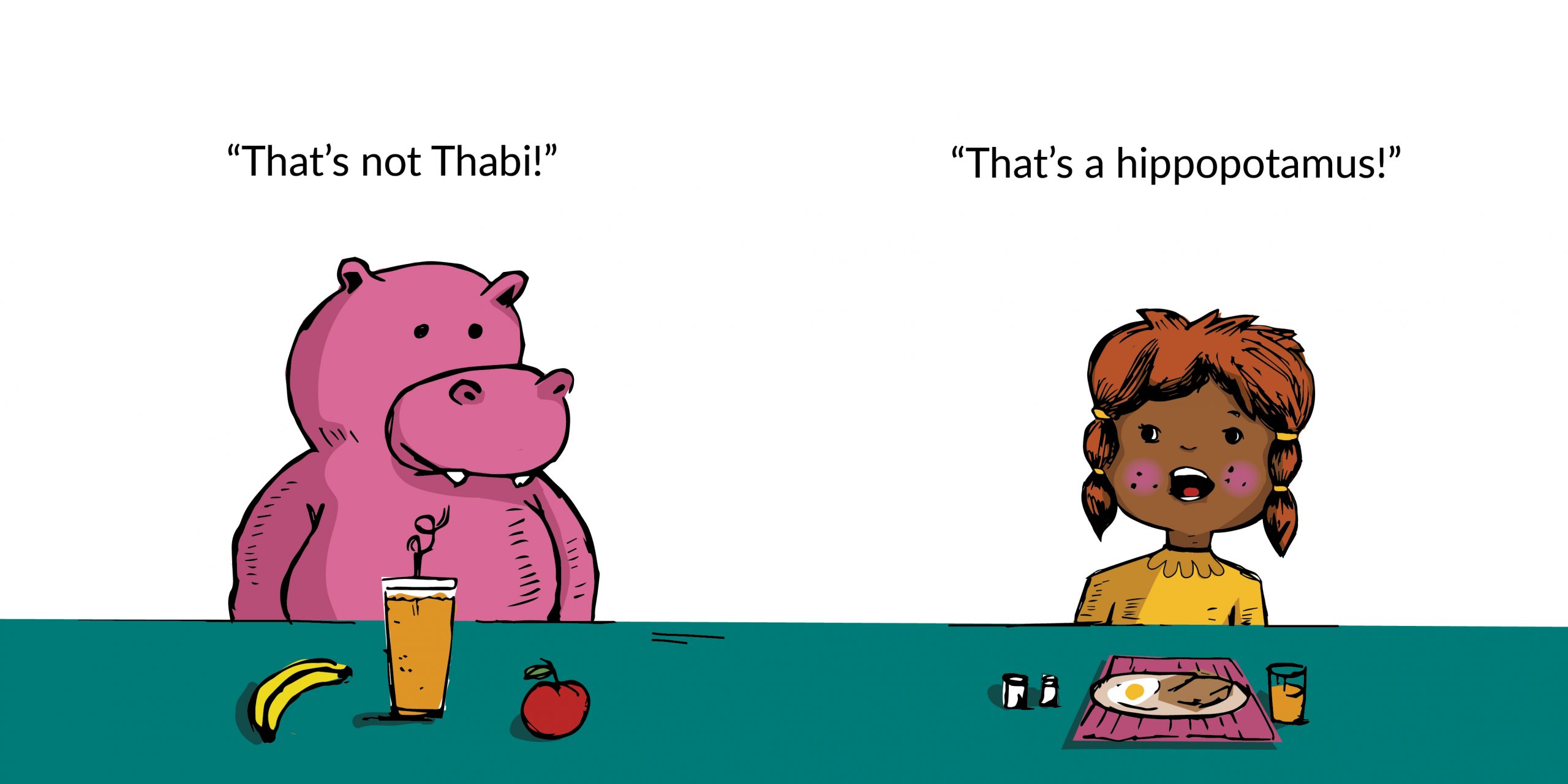 That’s not Thabi, That’s a hippopotamus — original illustrated page 4, English text included
