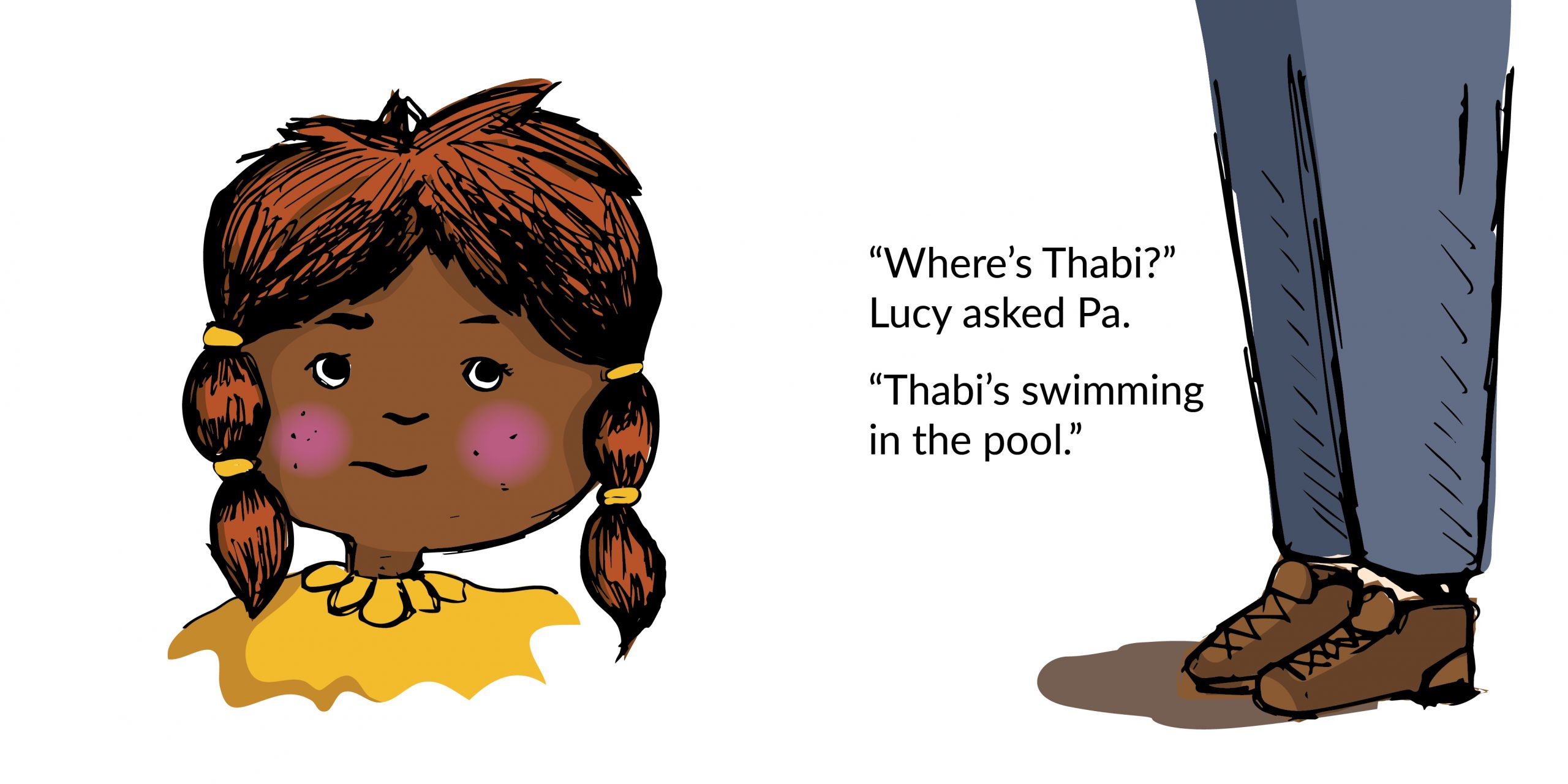 That’s not Thabi, That’s a hippopotamus — original illustrated page 6, English text included