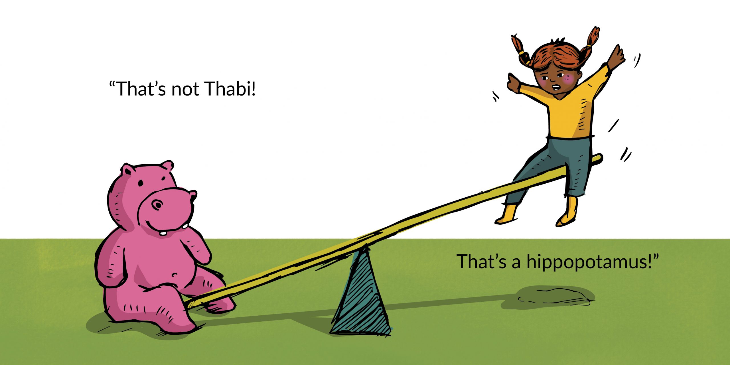 That’s not Thabi, That’s a hippopotamus — original illustrated page 10, English text included