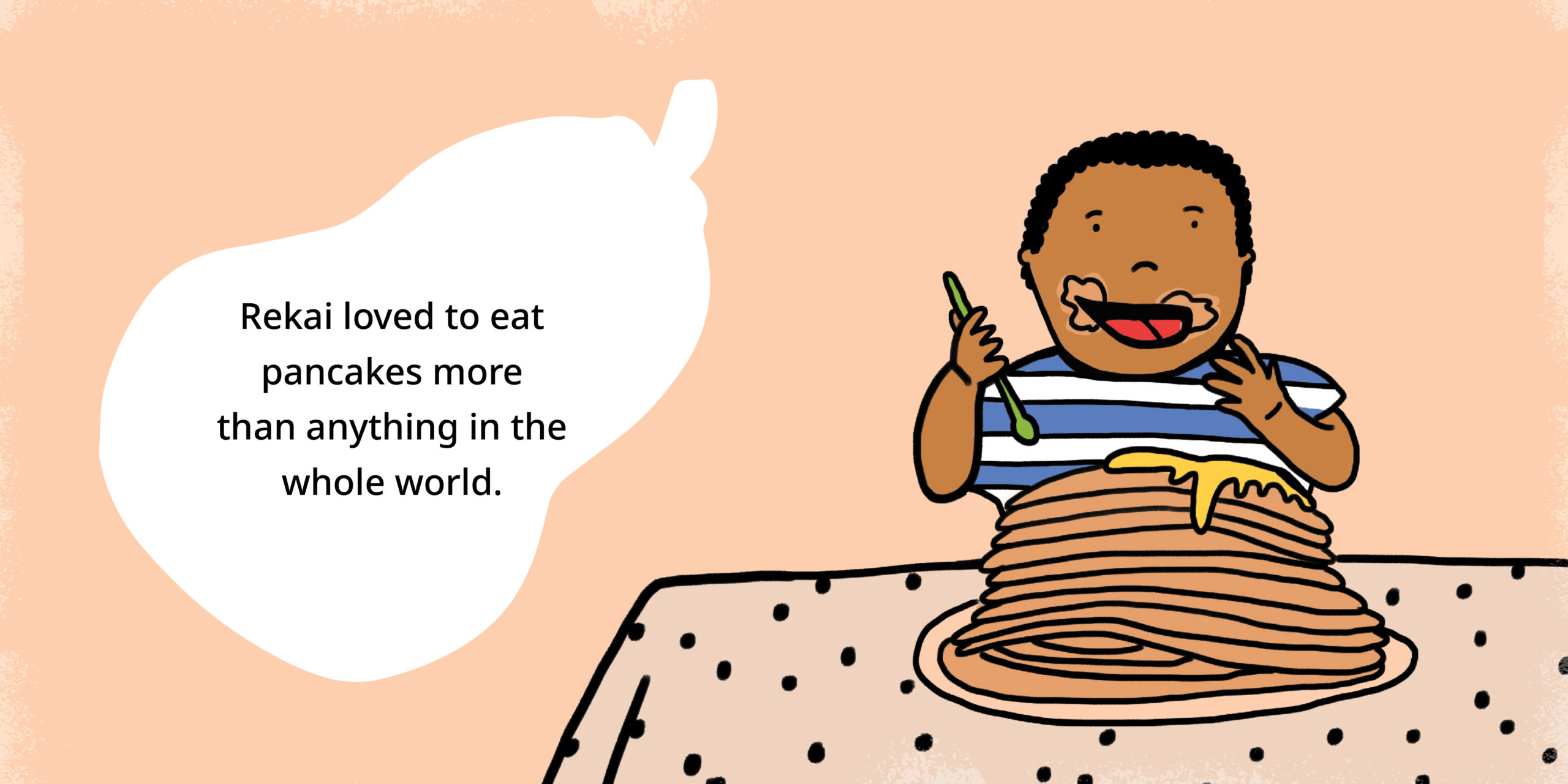 The boy who only ate pancakes — original illustrated page 2, English text included