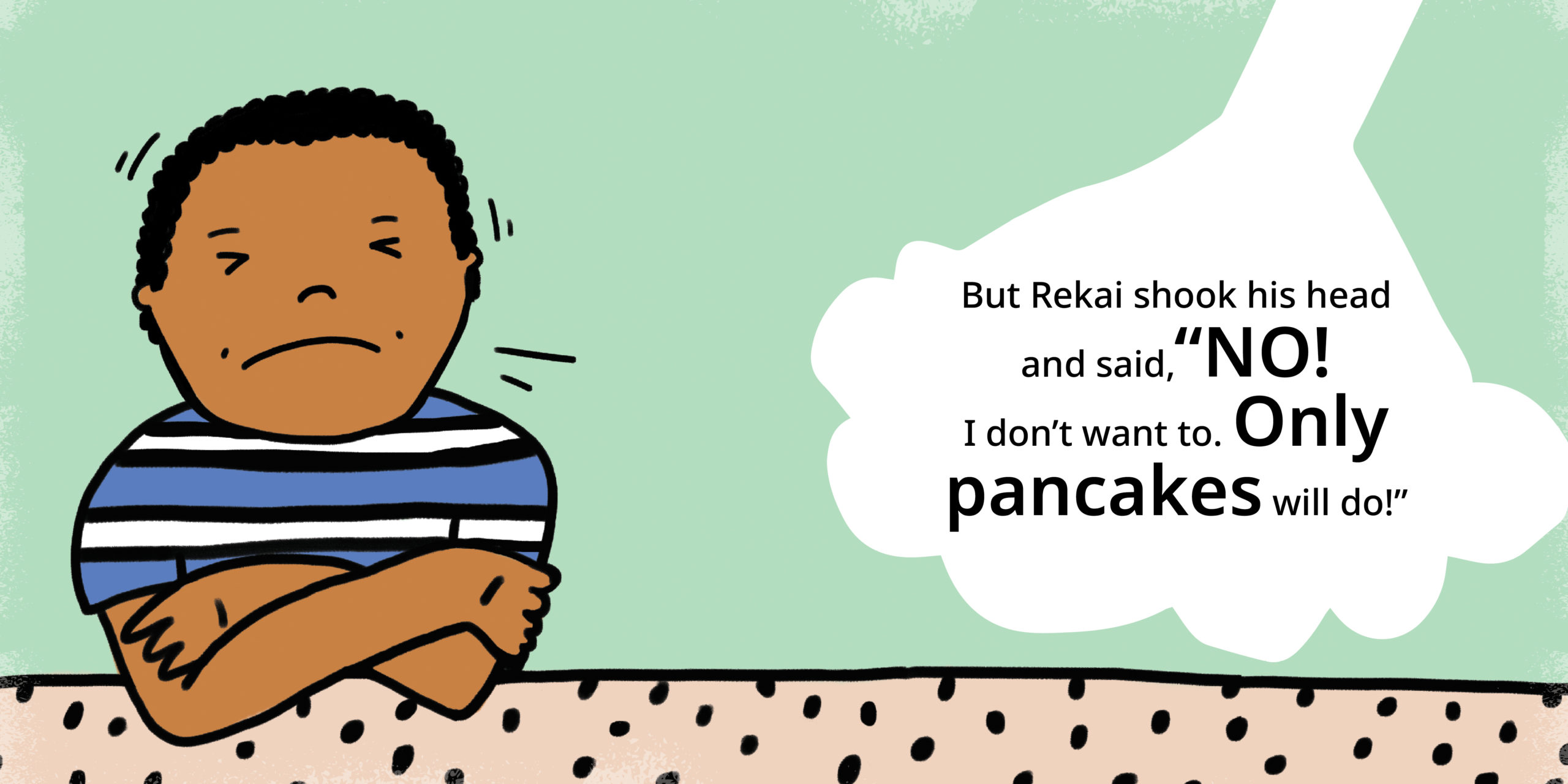 The boy who only ate pancakes — original illustrated page 5, English text included