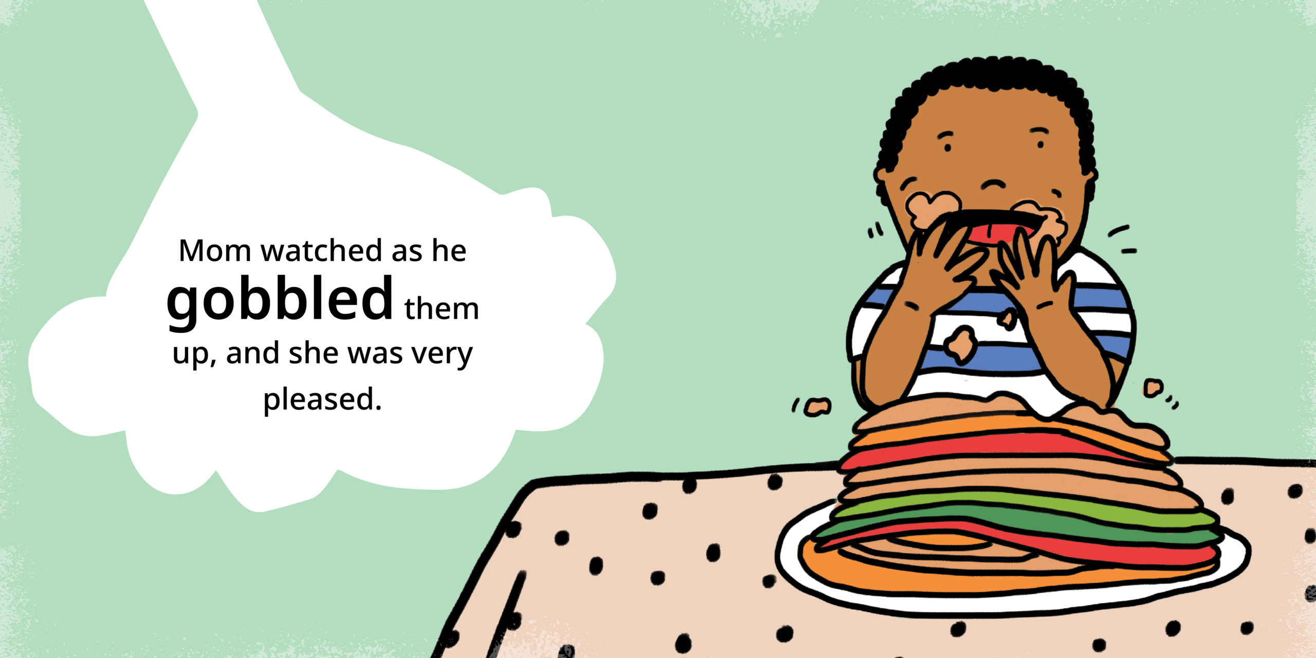 The boy who only ate pancakes — original illustrated page 8, English text included
