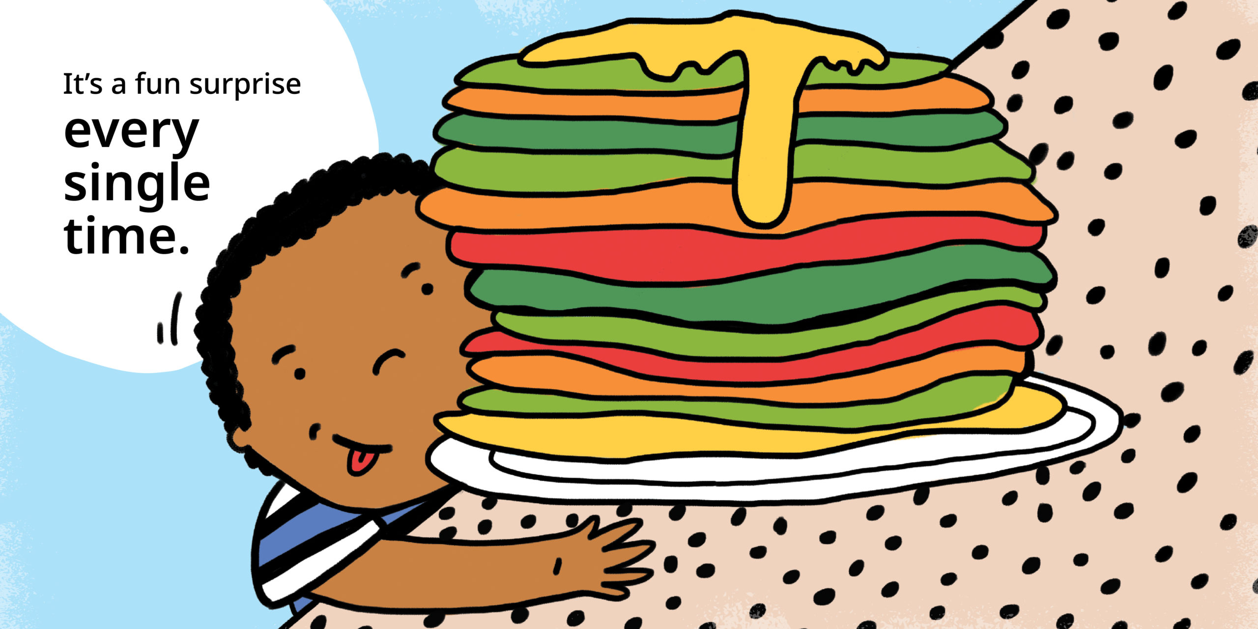 The boy who only ate pancakes — original illustrated page 13, English text included