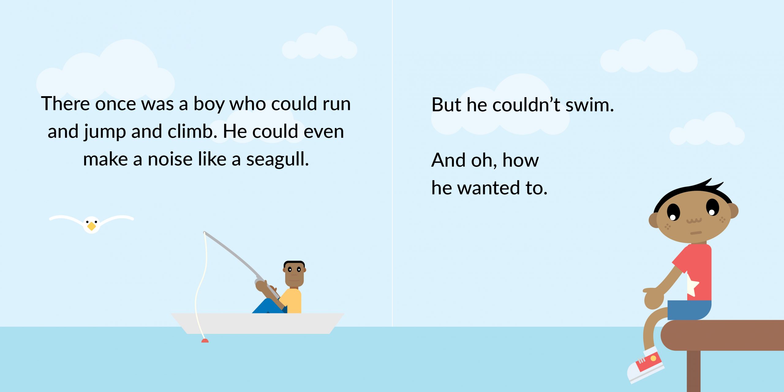 The fish that couldn’t swim — original illustrated page 2, English text included