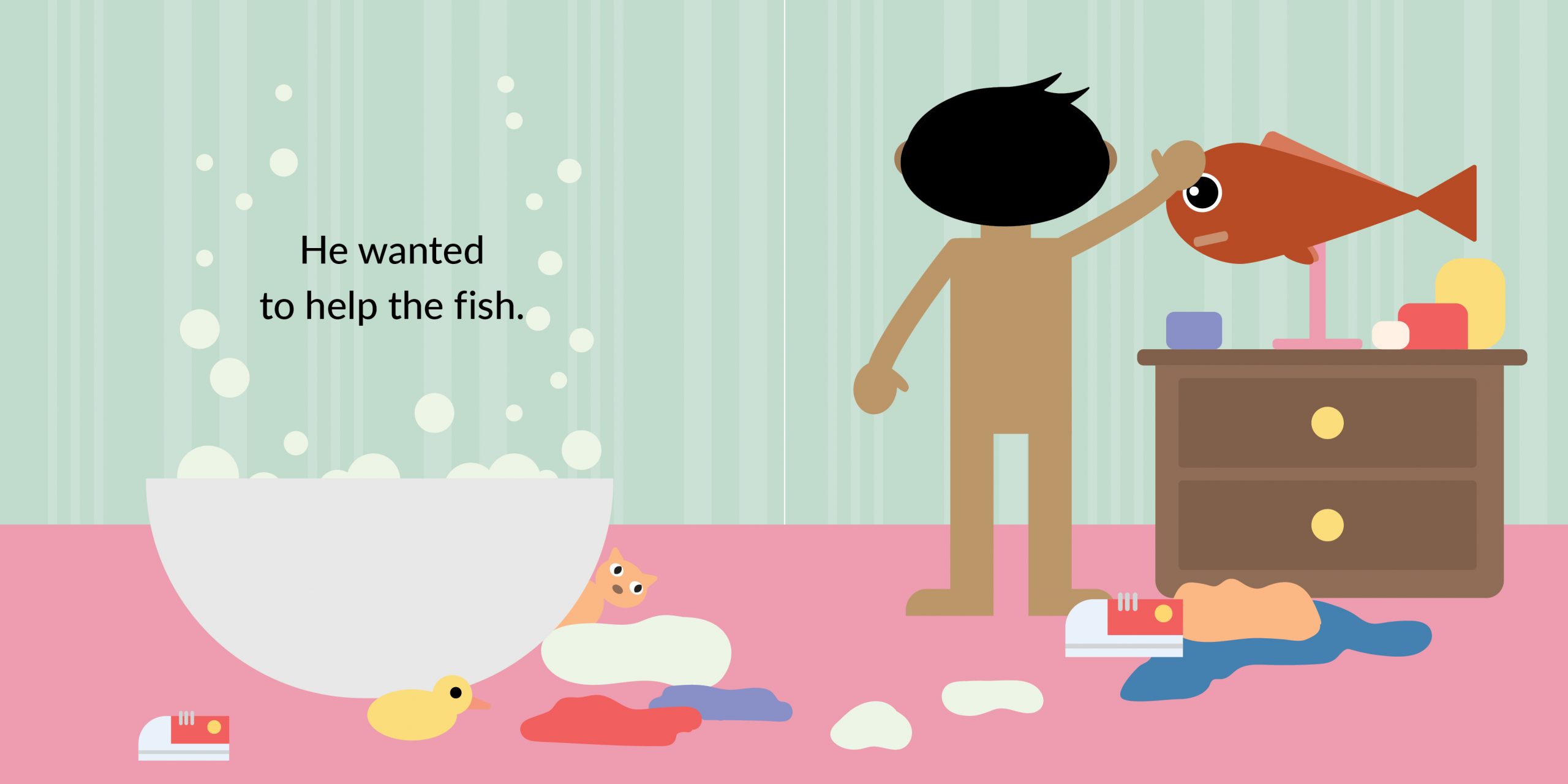 The fish that couldn’t swim — original illustrated page 4, English text included