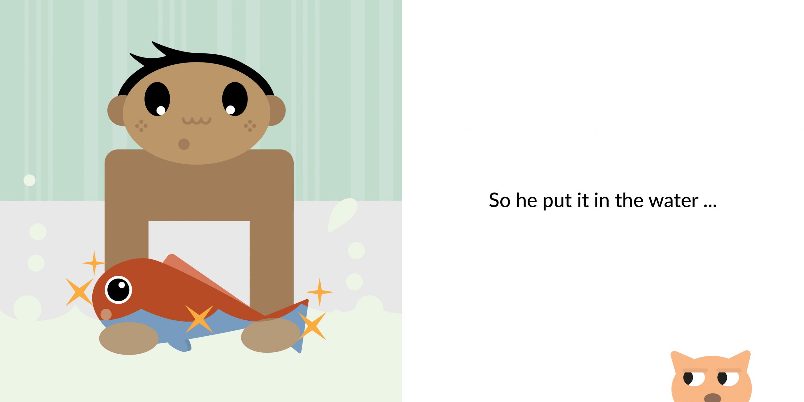 The fish that couldn’t swim — original illustrated page 5, English text included