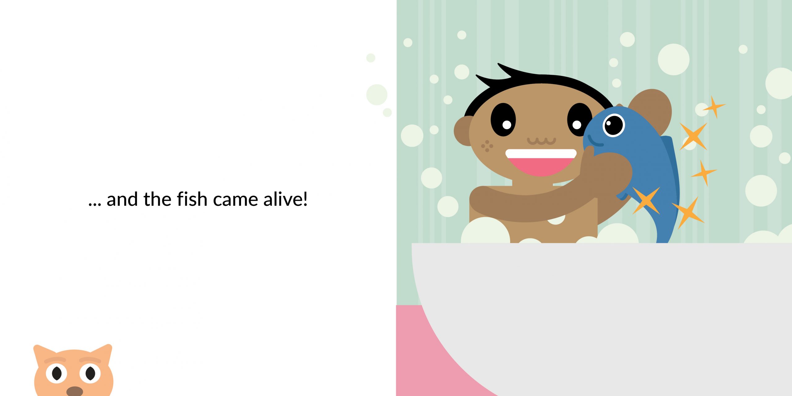 The fish that couldn’t swim — original illustrated page 6, English text included