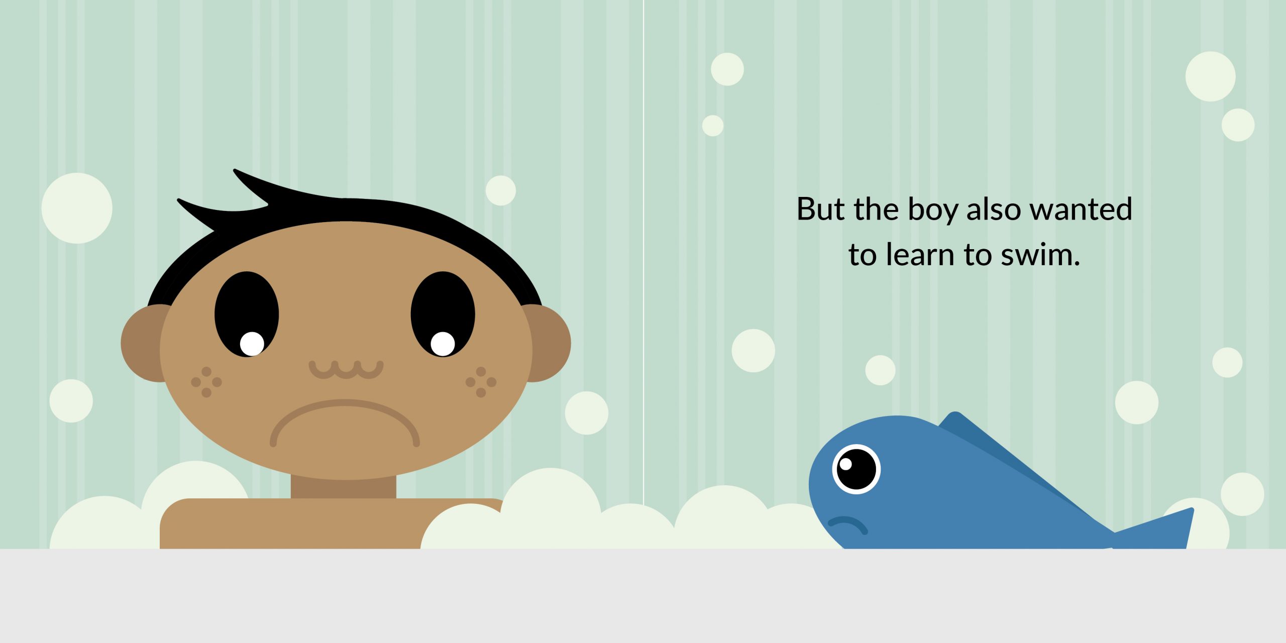 The fish that couldn’t swim — original illustrated page 7, English text included