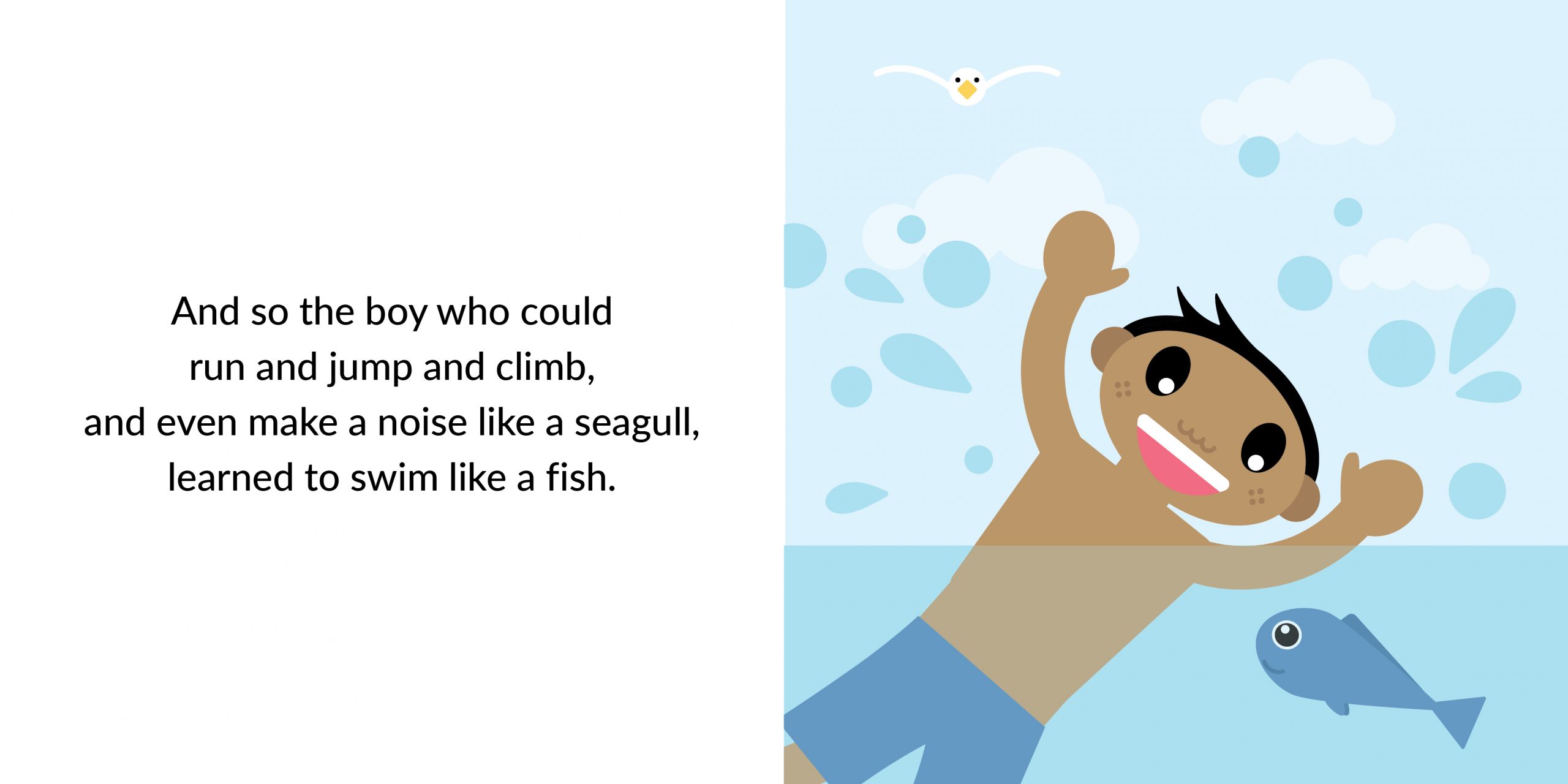 The fish that couldn’t swim — original illustrated page 12, English text included