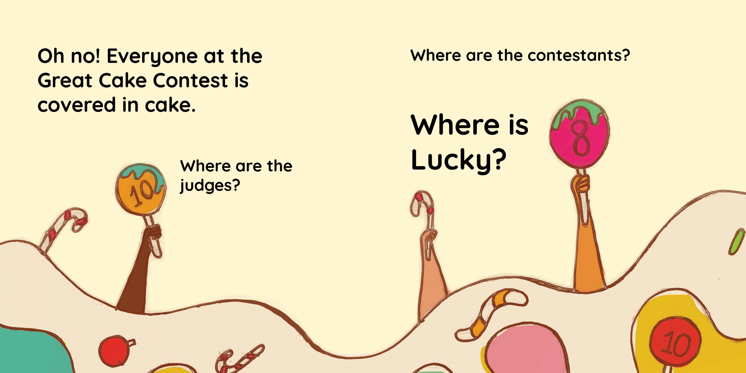 The Great Cake Contest — original illustrated page 12, English text included