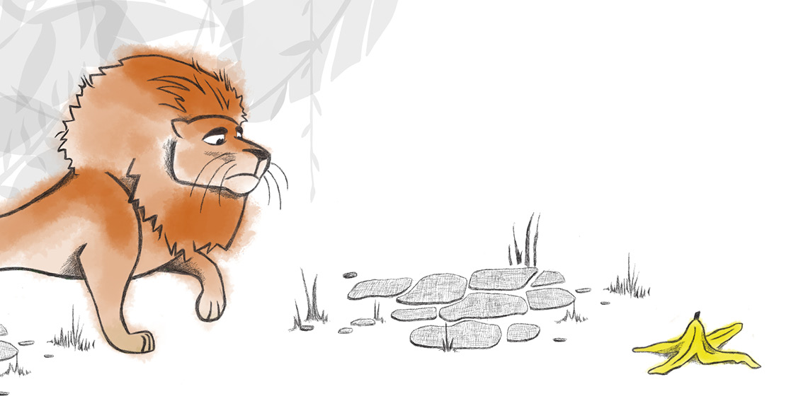 The Lion who Wouldn’t Try — original illustrated page 11, English text included
