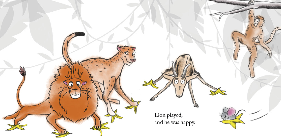 The Lion who Wouldn’t Try — original illustrated page 13, English text included