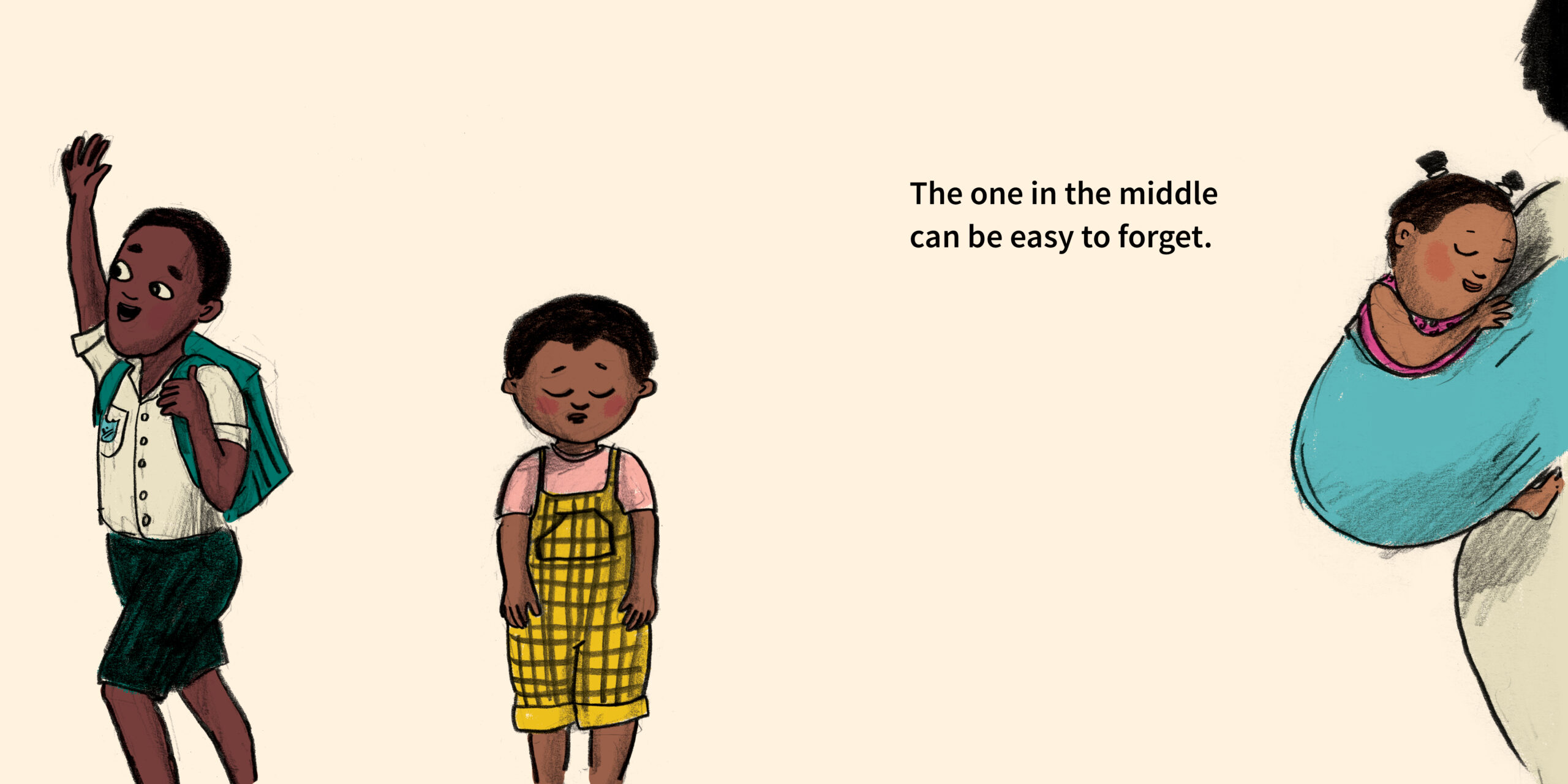 The one in the middle — original illustrated page 3, English text included