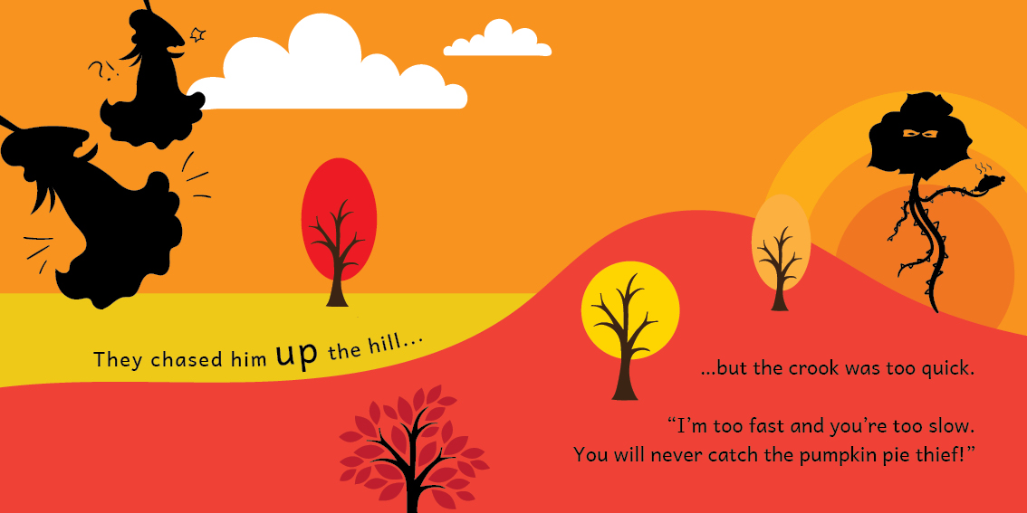 The Pumpkin Chase — original illustrated page 8, English text included