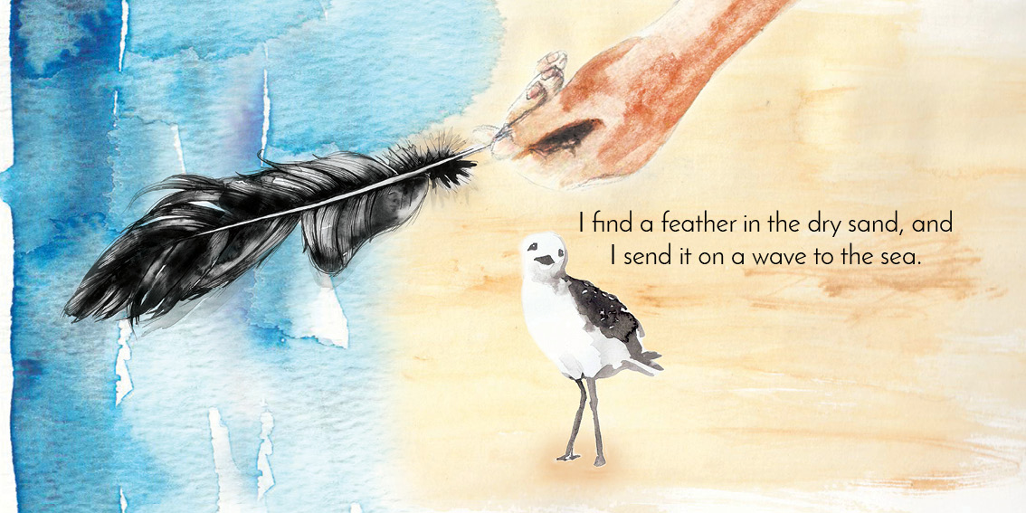 The Sea — original illustrated page 13, English text included