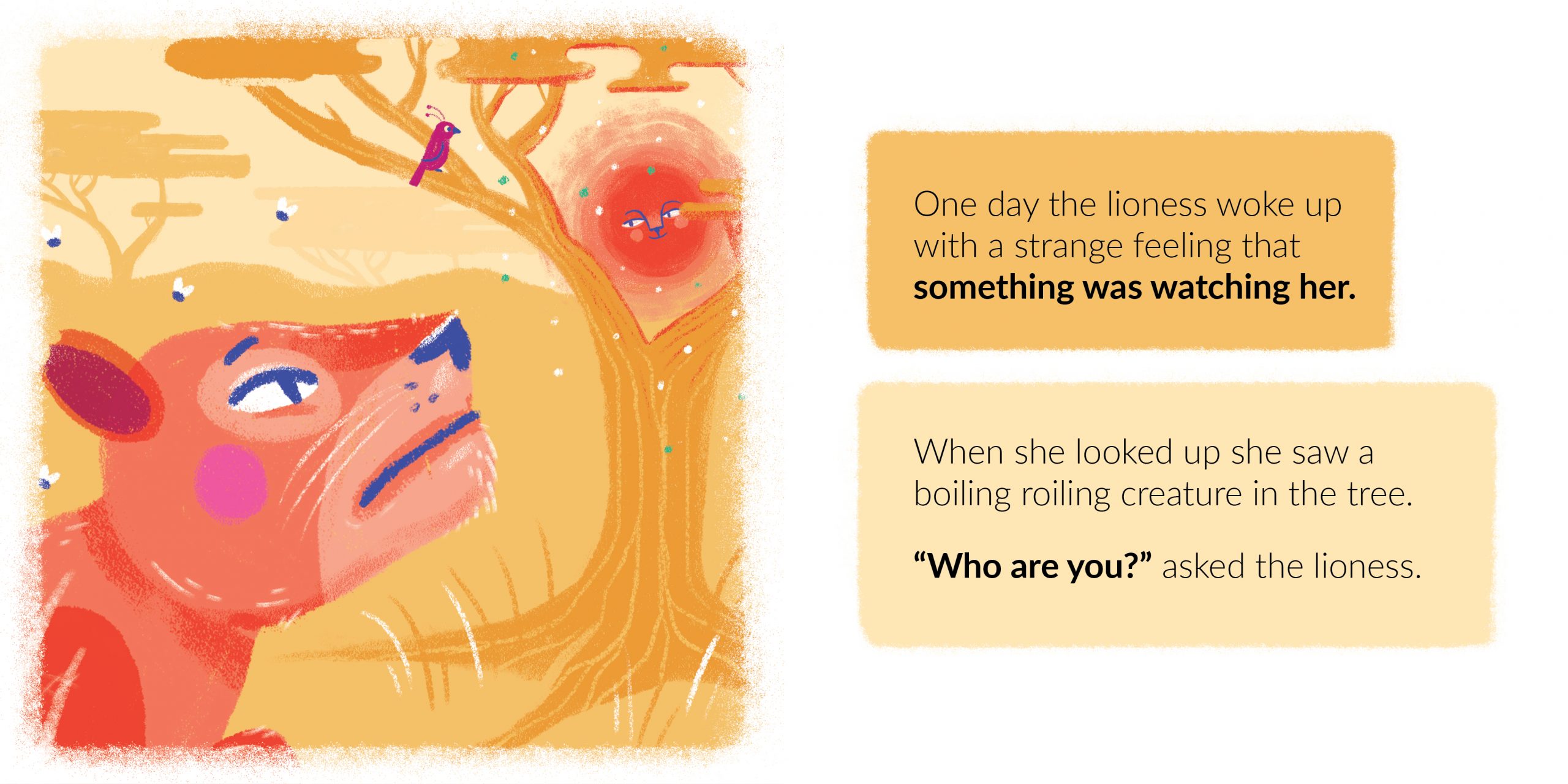 The Very Tired Lioness — original illustrated page 5, English text included