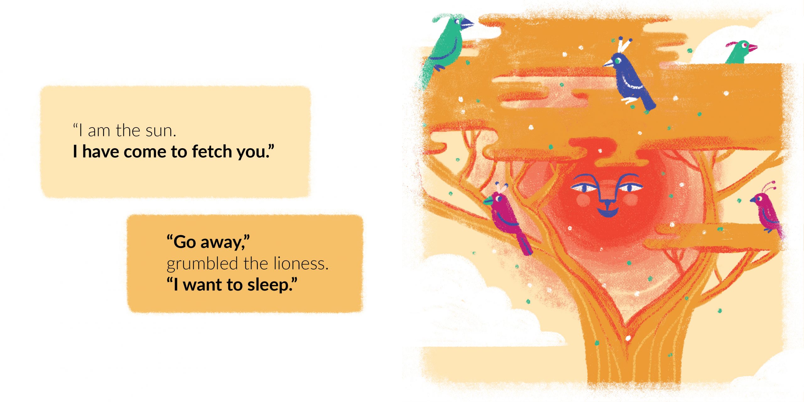The Very Tired Lioness — original illustrated page 6, English text included