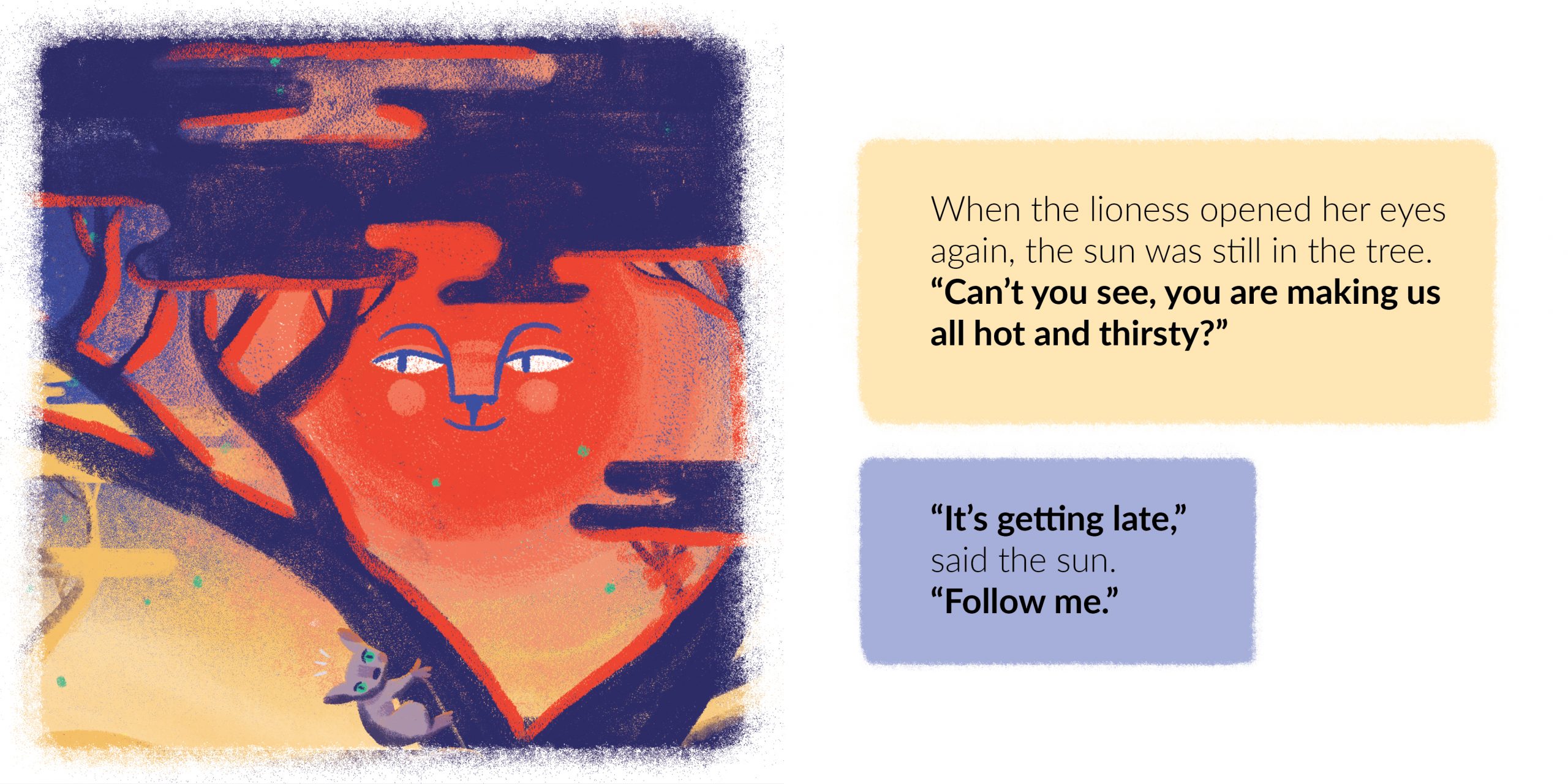 The Very Tired Lioness — original illustrated page 7, English text included