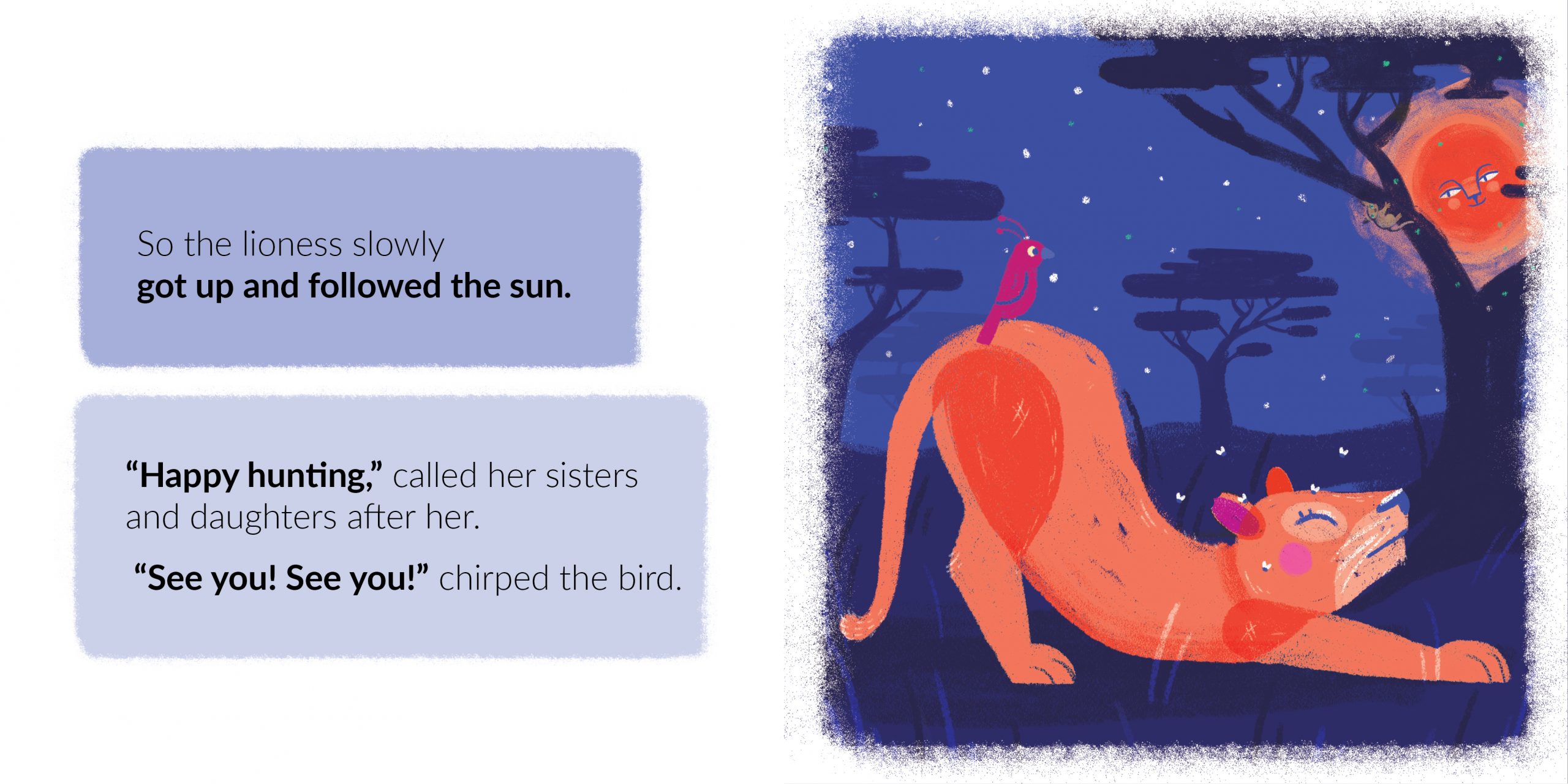 The Very Tired Lioness — original illustrated page 8, English text included