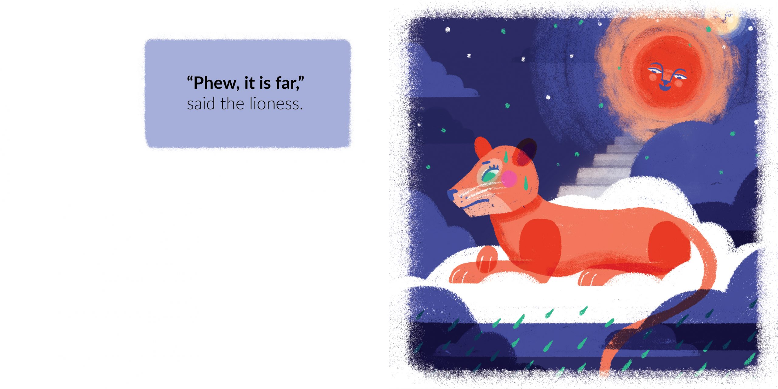 The Very Tired Lioness — original illustrated page 10, English text included